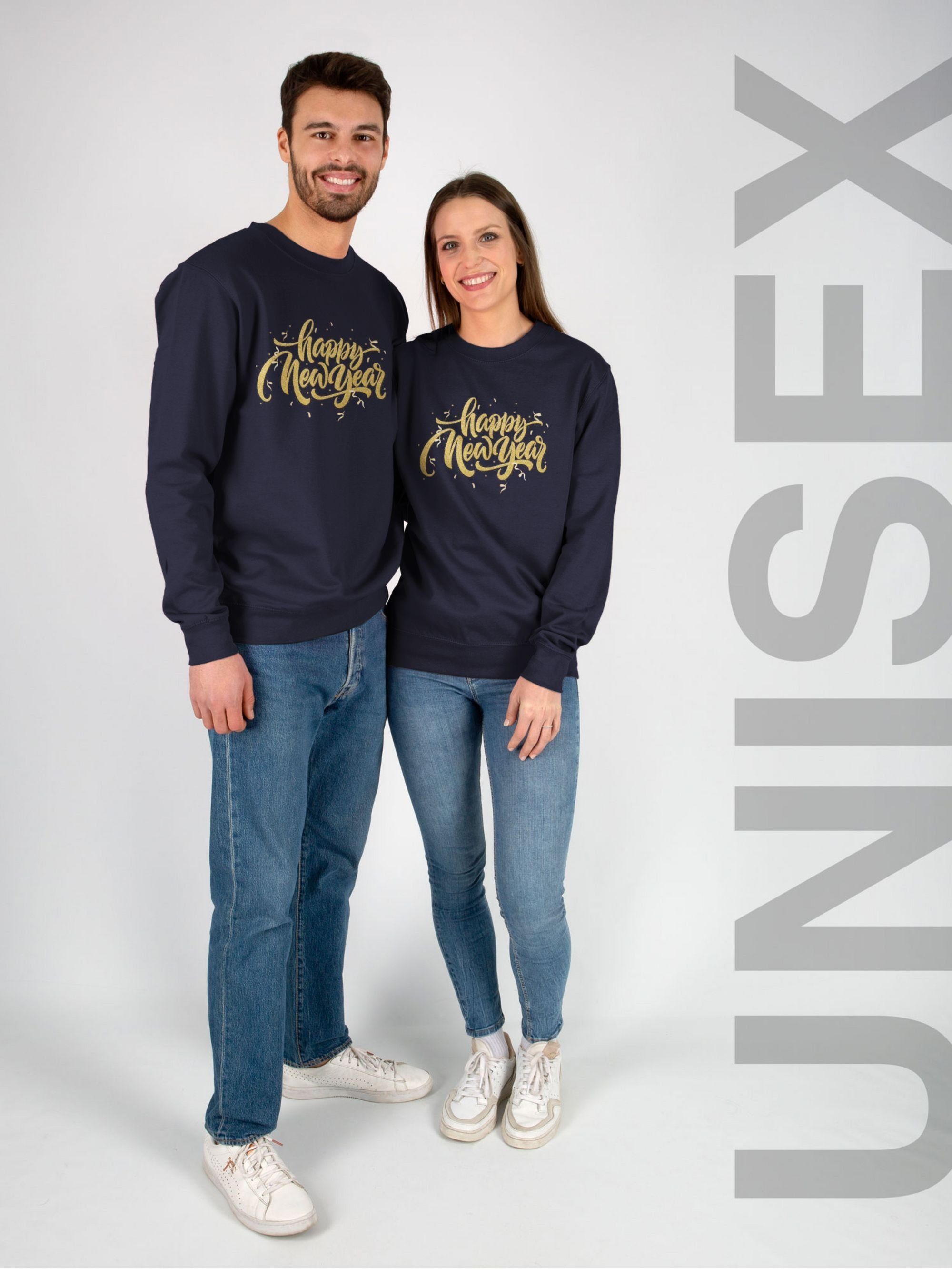 Sweatshirt Shirtracer Happy Silvester Year New (1-tlg) Dunkelblau Erwachsene 2