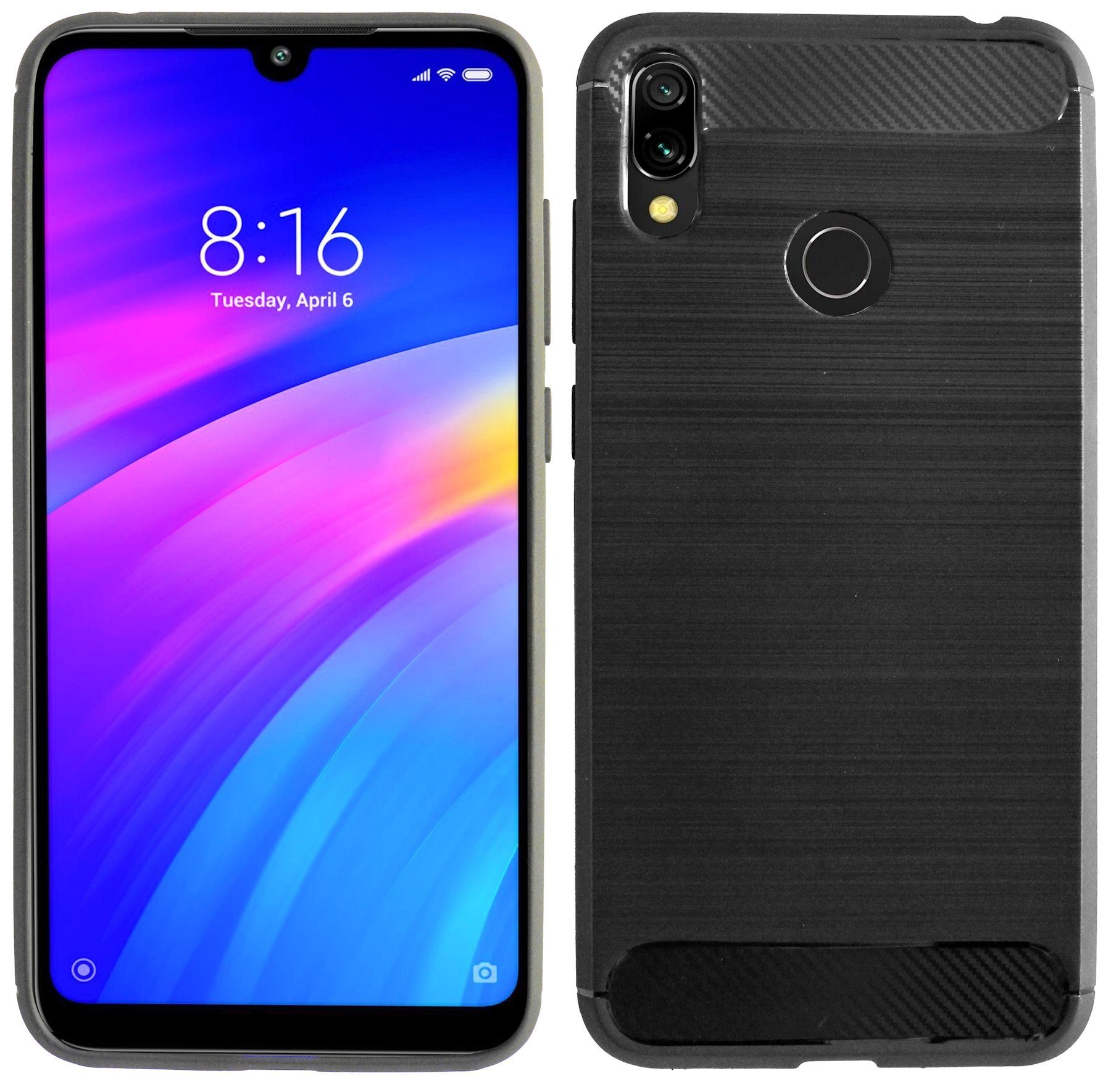 cofi1453 Handyhülle Silikon Hülle Carbon kompatibel mit XIAOMI REDMI 7 Case TPU Soft Handy
