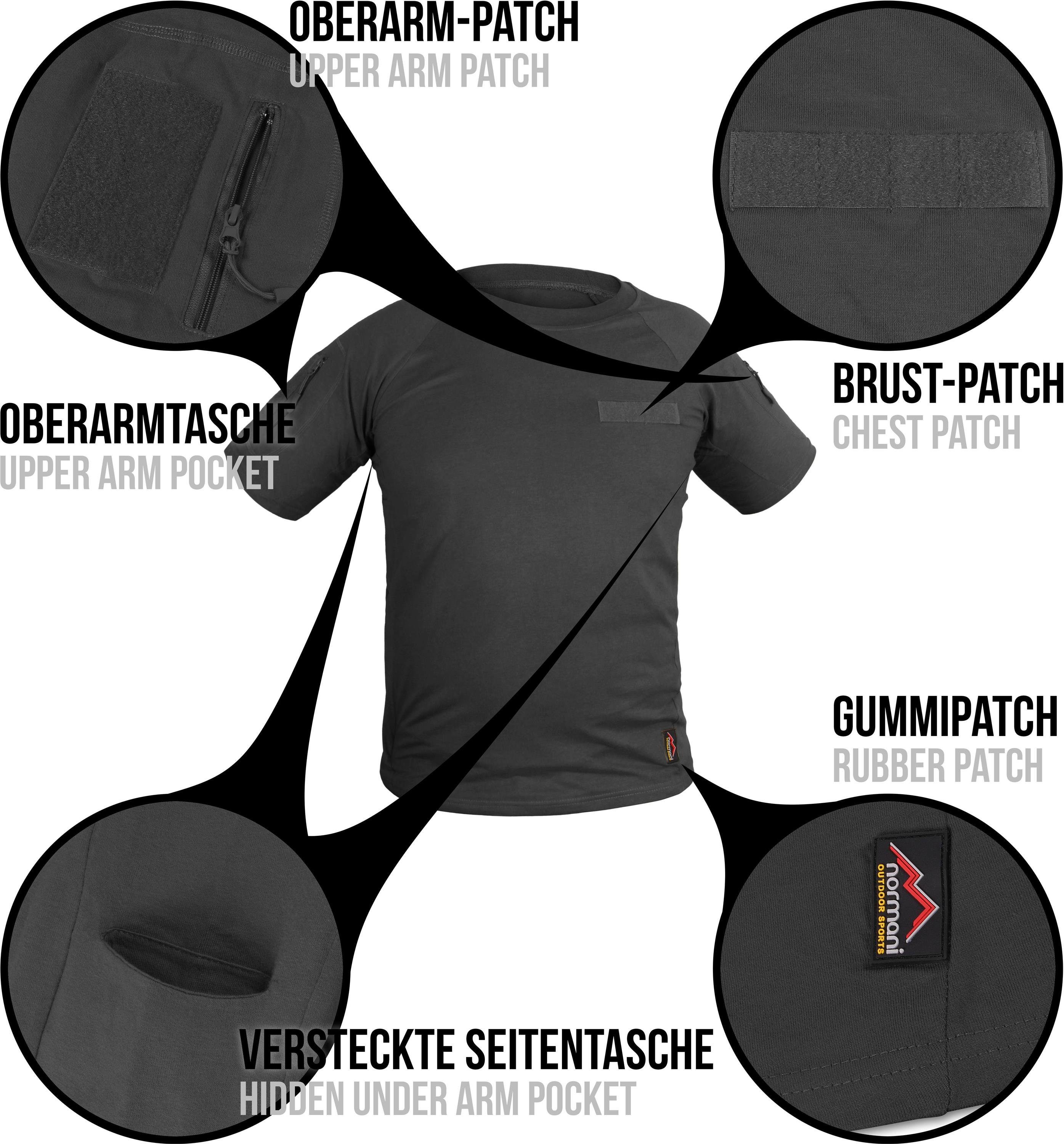 normani Kurzarmshirt Herren Taktisches Einsatz T-Shirt Sergeant Einsatzshirt mit Klettpatches, Armtaschen & versteckten Seitentaschen