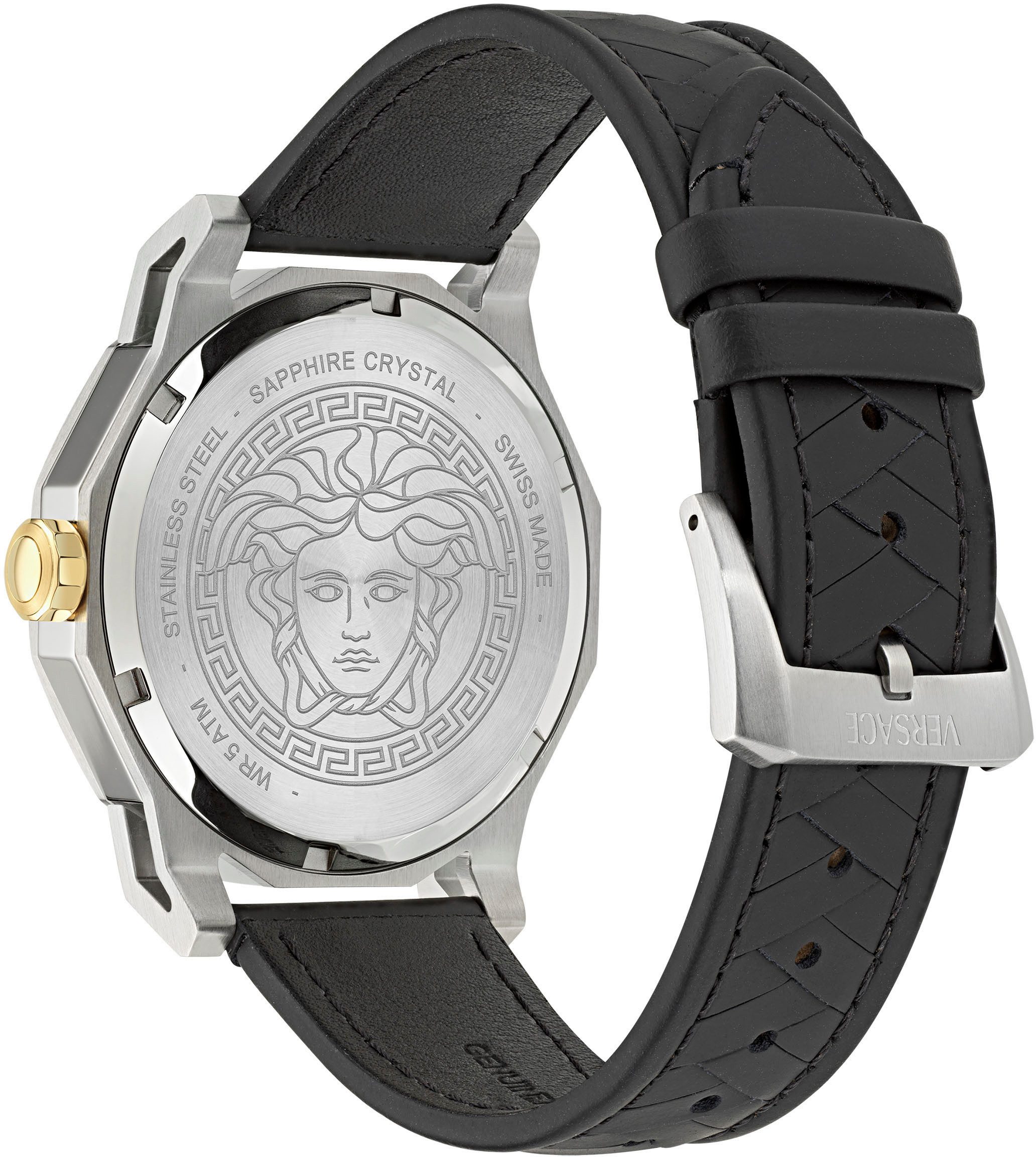 Versace Quarzuhr MEDUSA DECO GENT VE9I00124, Armbanduhr, Herrenuhr, Swiss Made, Saphirglas, Lederarmband, analog