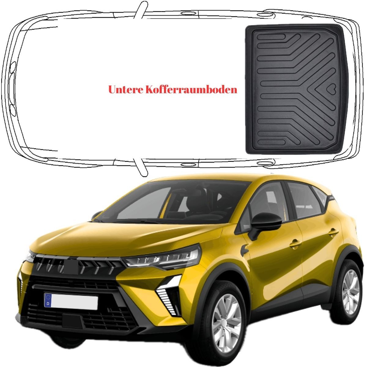 Trimak Passform-Fußmatten Oder Kofferraumwanne Oder Set kompatibel mit Mitsubishi ASX, Mitsubishi ASX 2.Gen ab 2023 Untere Kofferraummatte TPE