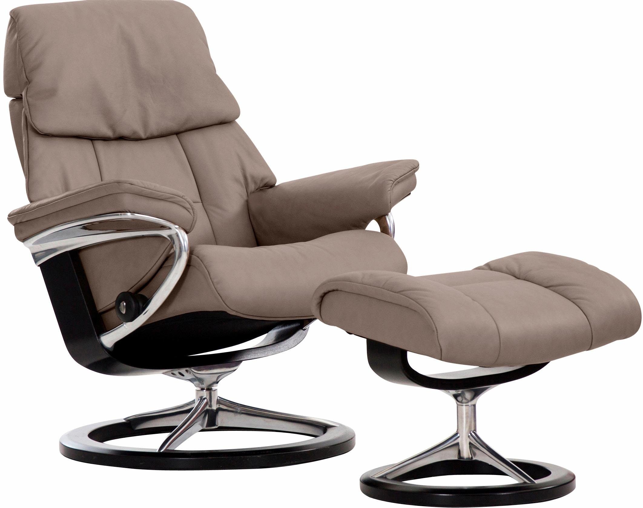 Stressless® Relaxsessel Ruby (Set, Relaxsessel mit Hocker), mit Signature Base, Größe L, Gestell Eiche, Wenge, Braun & Schwarz