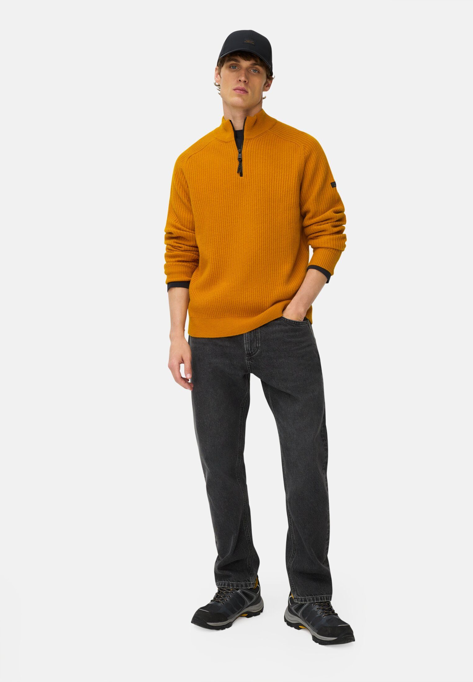 camel active Troyer Strick-Troyer aus reiner Lammwolle Langarm (1-tlg) Markenlogo