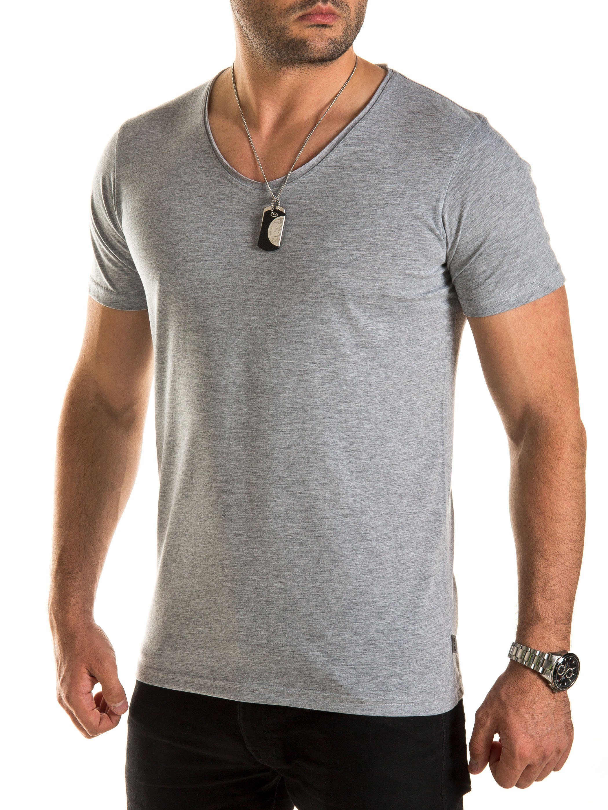 WOTEGA V-Shirt Nasus Basic Tee V-Neck Grau (dapple gray 163907) | V-Shirts