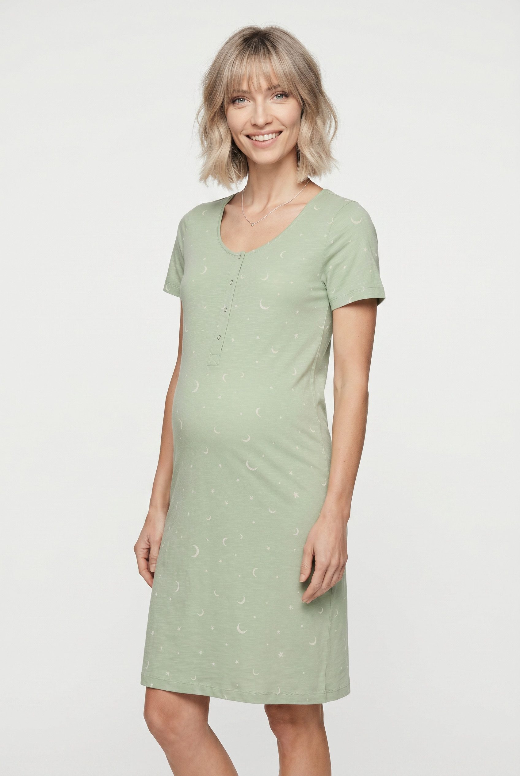 Mamalicious Umstandsnachthemd MLMIRA STAR JRS NIGHTGOWN 2F A. E. NOOS Baumwolle, enganliegend