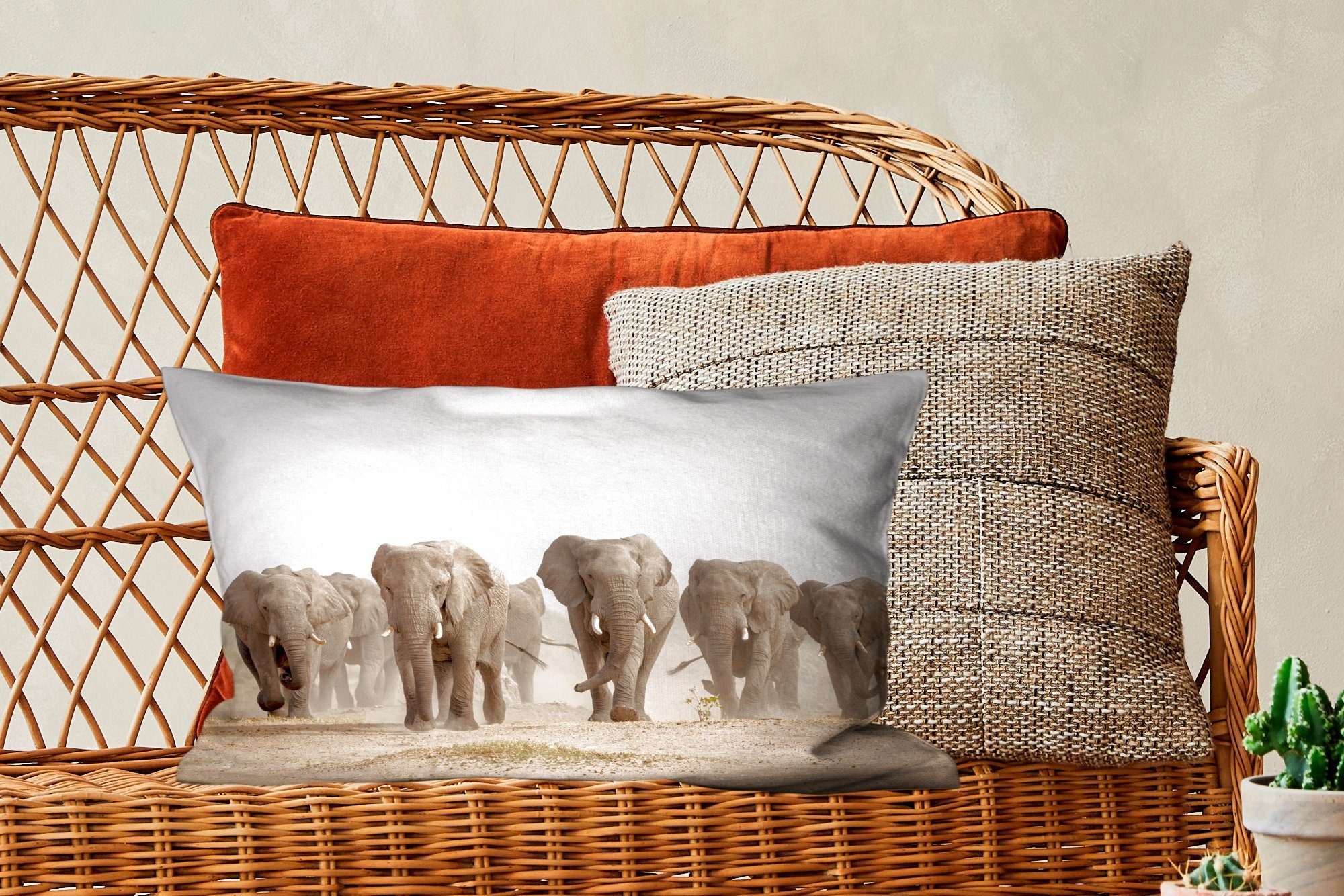 Dekokissen MuchoWow - Schlafzimmer Stoff, Elefant Afrikanisch Füllung, Wohzimmer - Zierkissen, mit Dekoration, Dekokissen