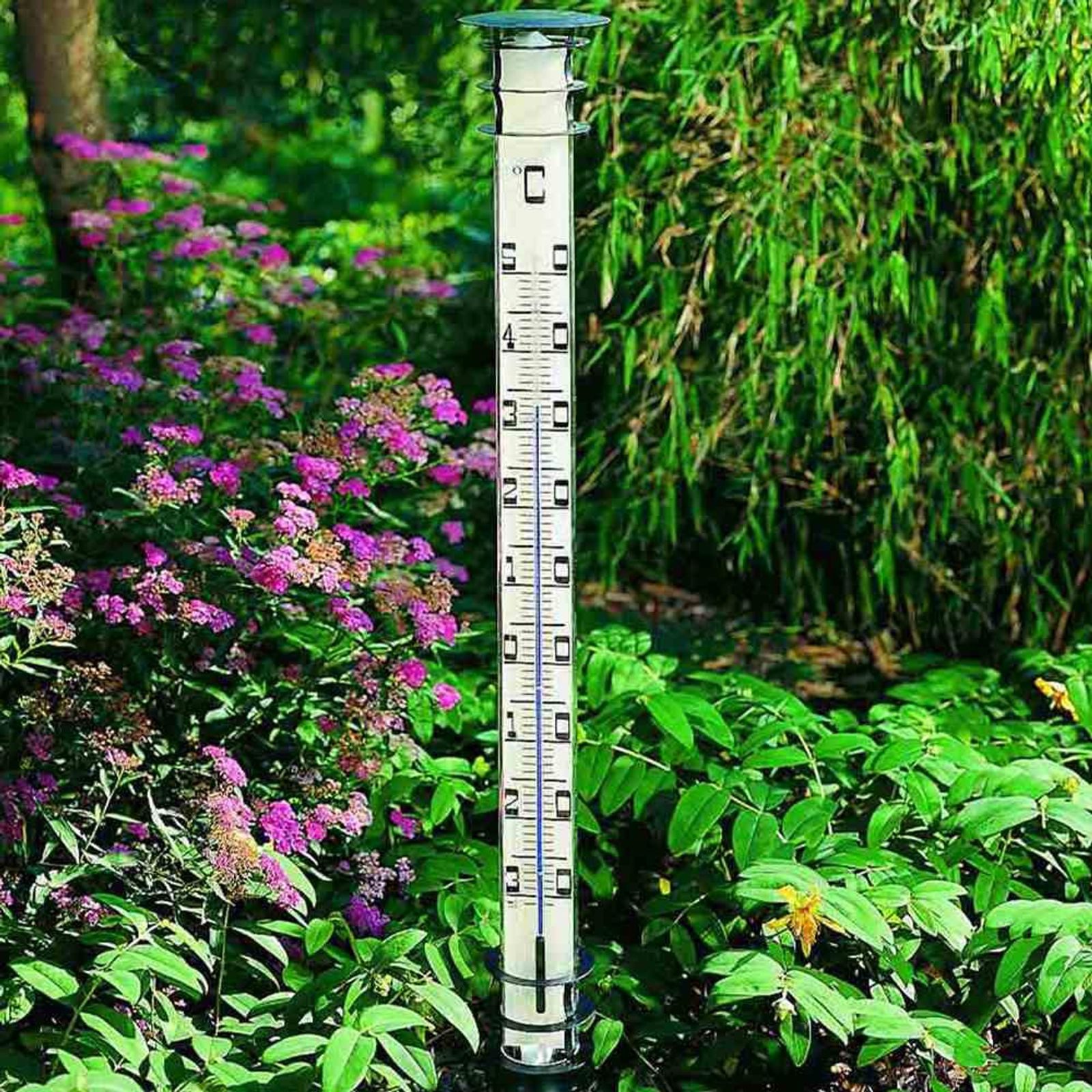 TFA Dostmann Gartenthermometer Jumbo-Gartenthermometer aus Metall Höhe 115 cm, Kopf und Fuss