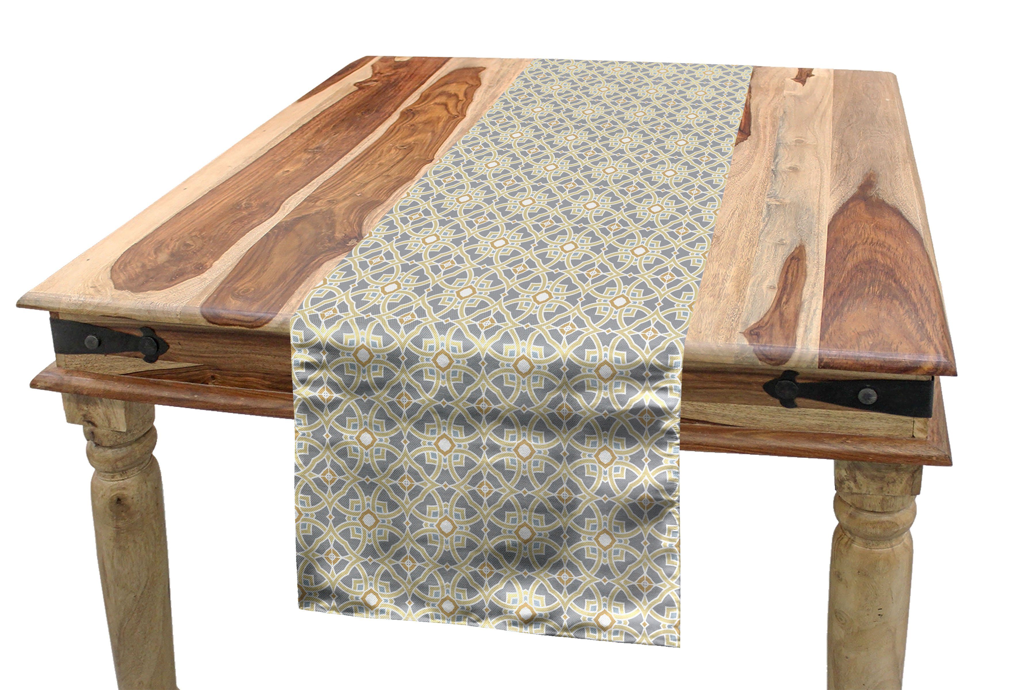 Ethnisch Abakuhaus Azulejos Esszimmer Küche Tischläufer, Entwurf Dekorativer Rechteckiger Tischläufer
