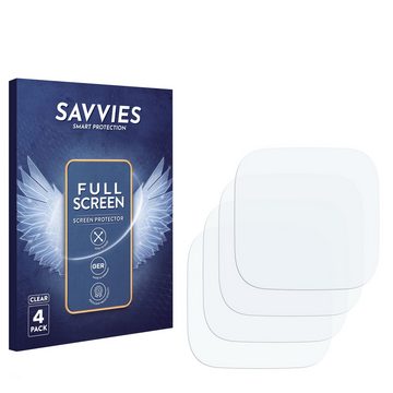 Savvies Full-Cover Schutzfolie für Fitbit Versa 2, Displayschutzfolie, 4 Stück, 3D Curved klar
