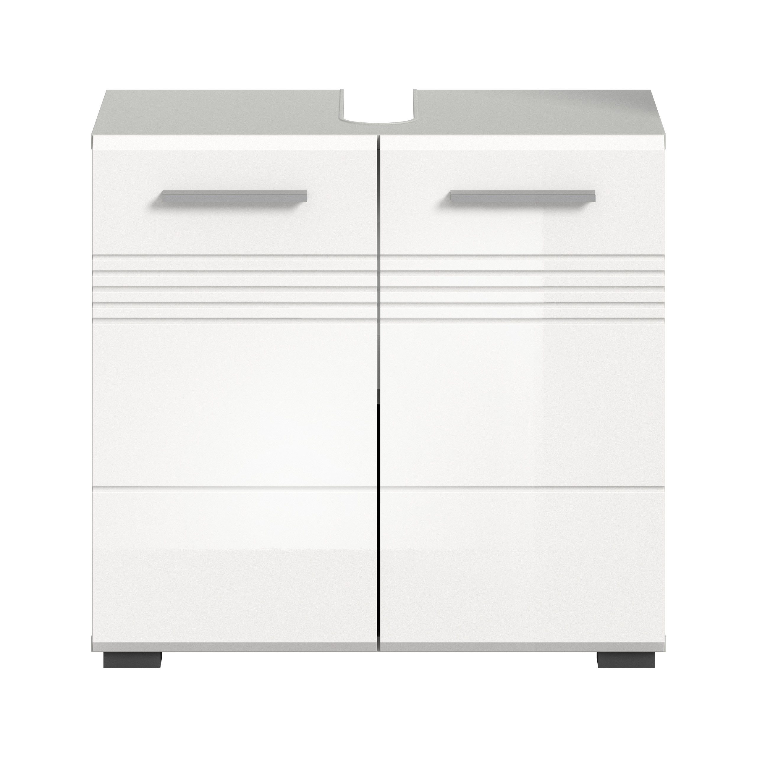 xonox.home Waschbeckenunterschrank Weiß Hochglanz Hellgrau Softclose günstig online kaufen