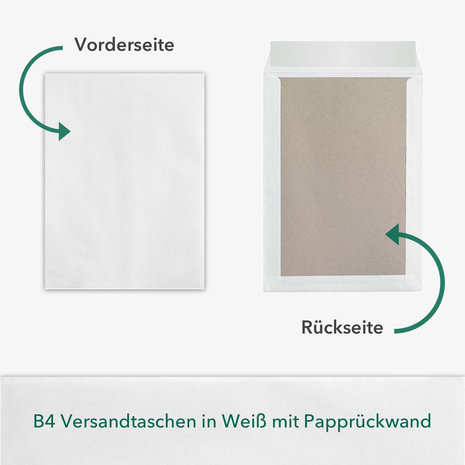 STRATAG Versandtasche Premium Versandtaschen B4 in Weiß, mit Papprückwand, 250 x 353 mm, mit Haftklebung und Abdeckstreifen, für Ihre knickfreien A4-Inhalte – Bild 2 von 5