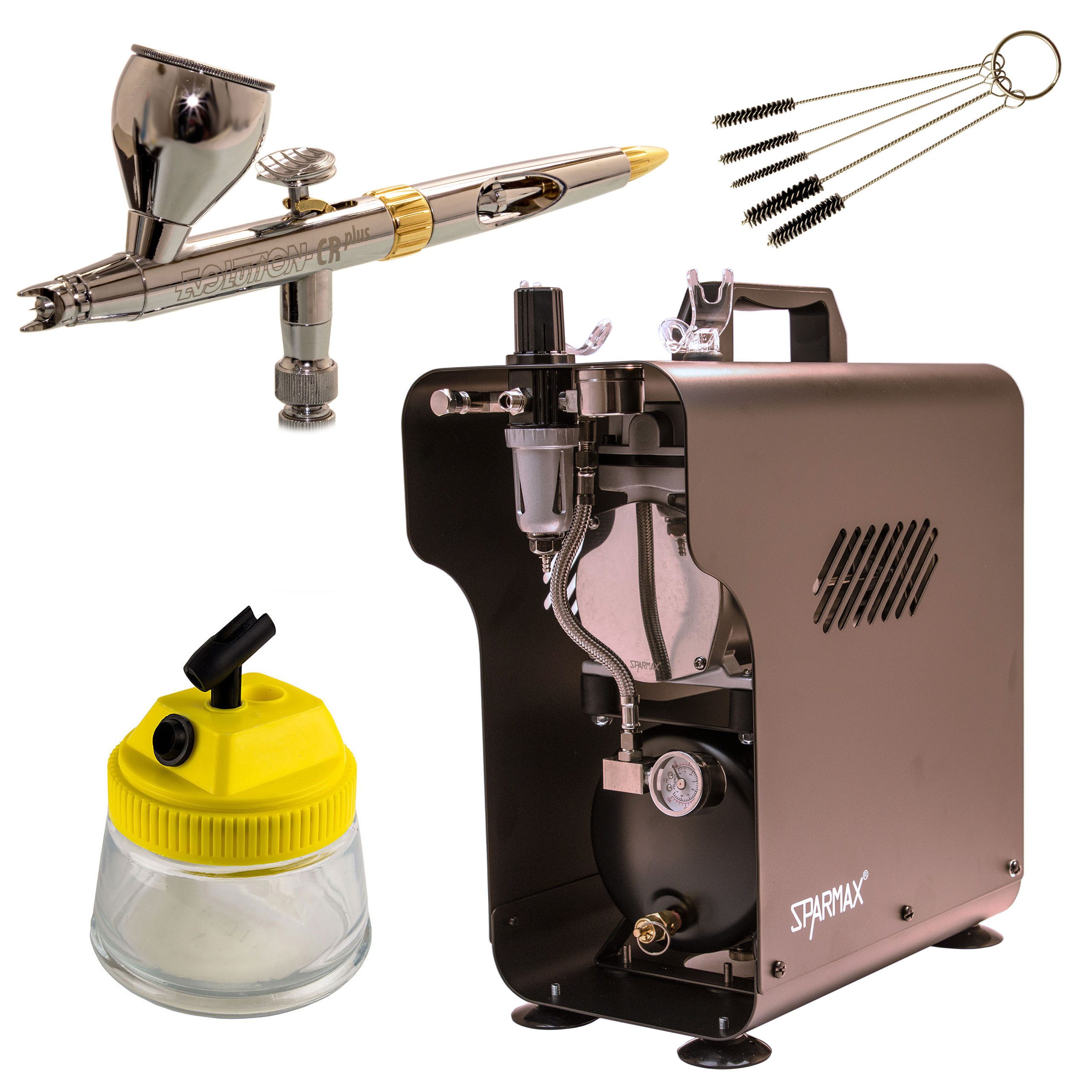 Airbrush-City Airbrush-Kompressor Sparmax TC-620X + H&S Evolution Airbrushpistole - Profi Set 24