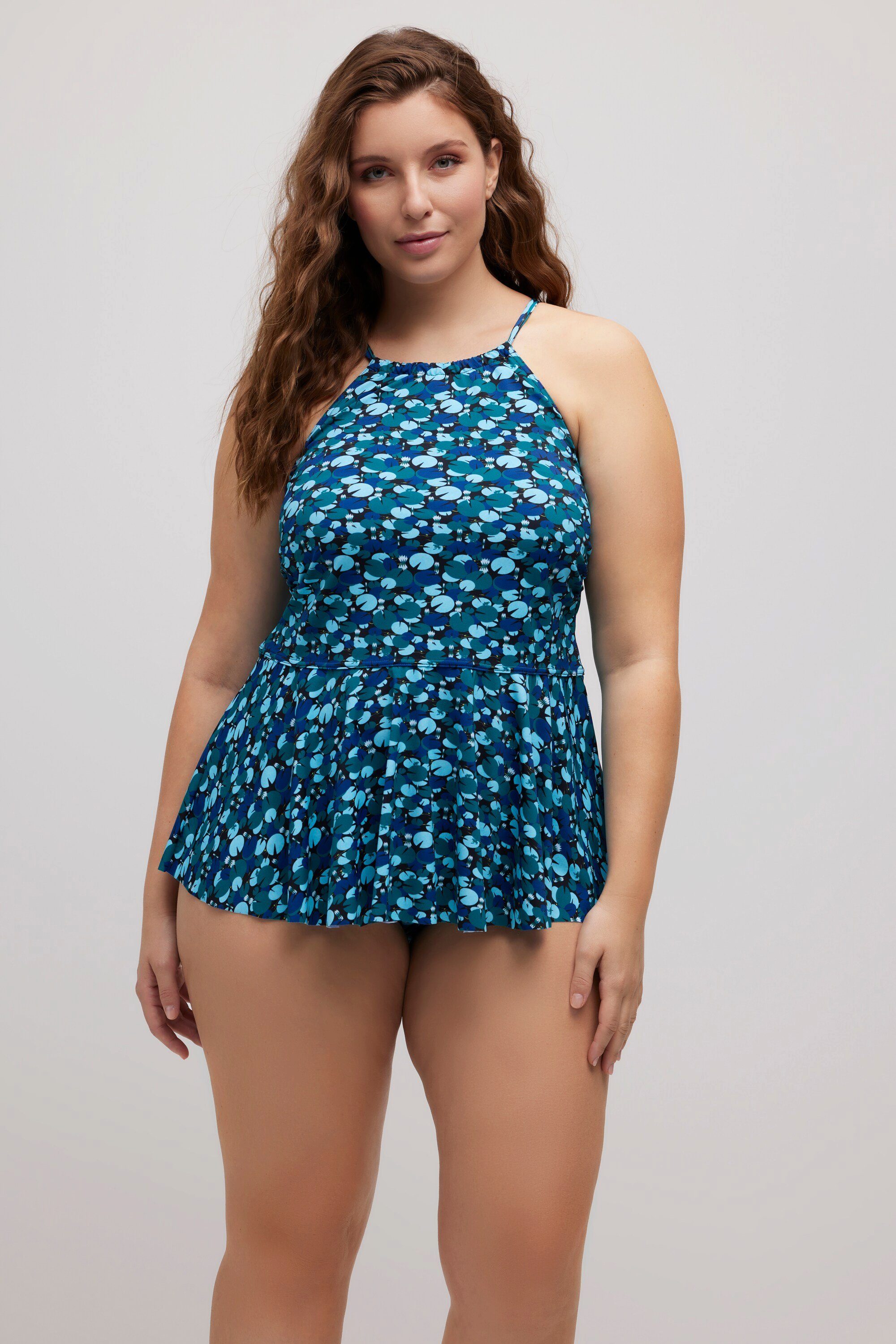 Ulla Popken SoftBH Tankini Seerosen Softcups Neckholder Schößchen