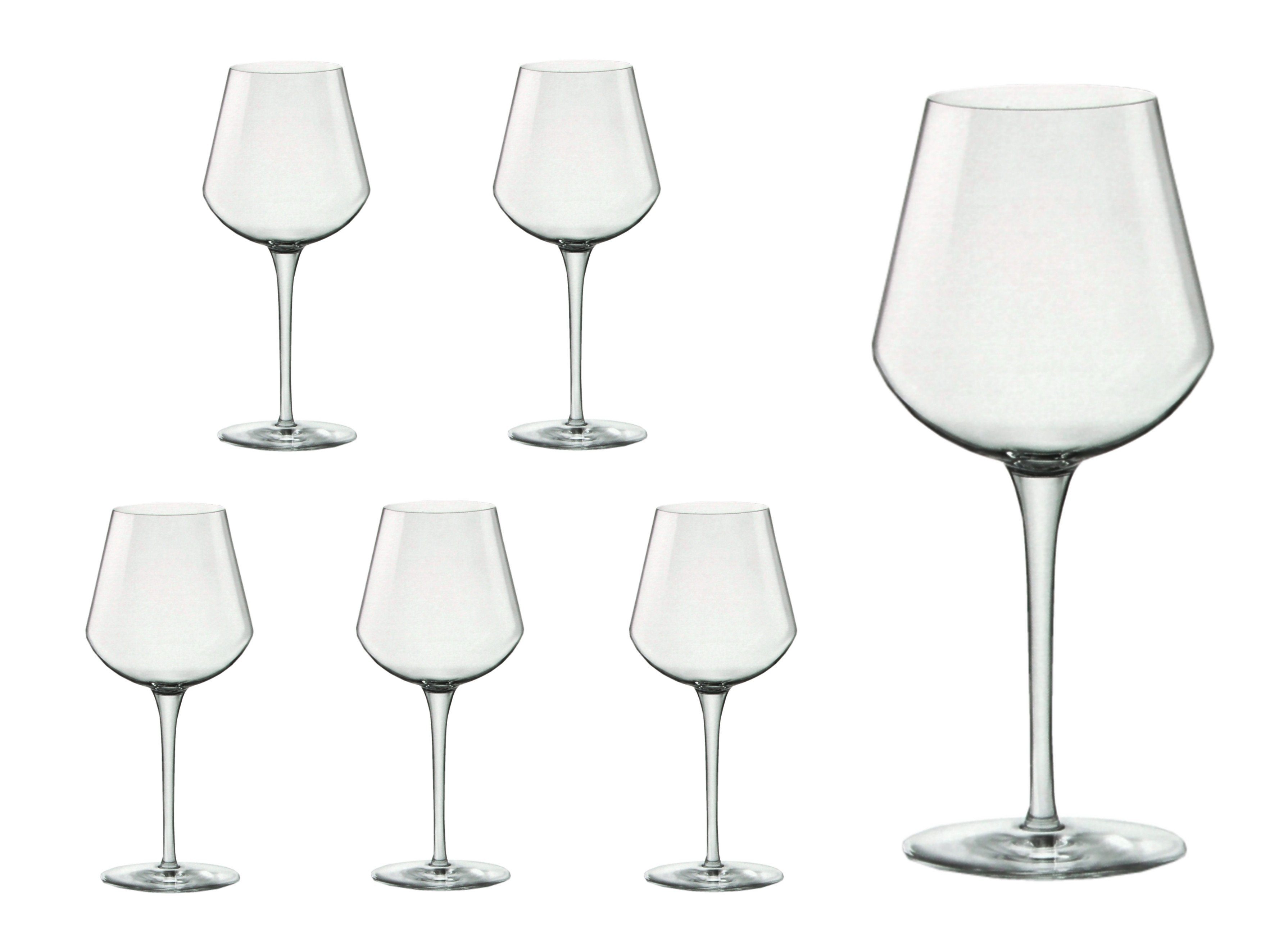 Bormioli Rocco Weinglas 6er Set Weingläser Small inAlto 38 cl aus  erstklassigem Kristallglas, bessere Bruchfestigkeit, filigranes Design