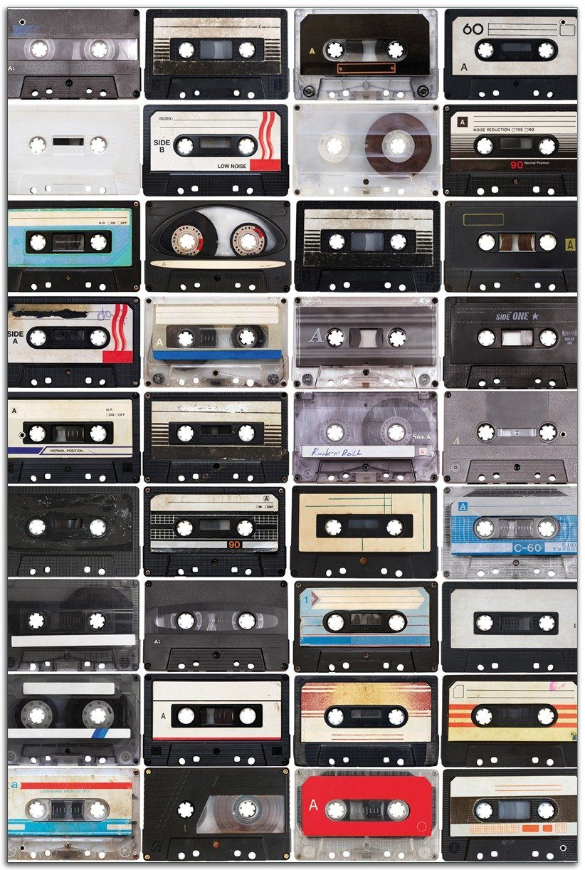 Wallario Sichtschutzzaunmatten Retro Kassetten
