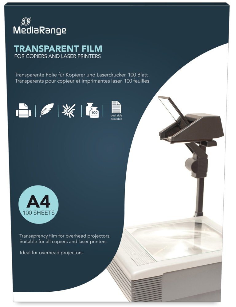 Mediarange Fotopapier 100 Blatt Fotopapier DIN A4 Over Head Projector transparente Folie | Fotopapier