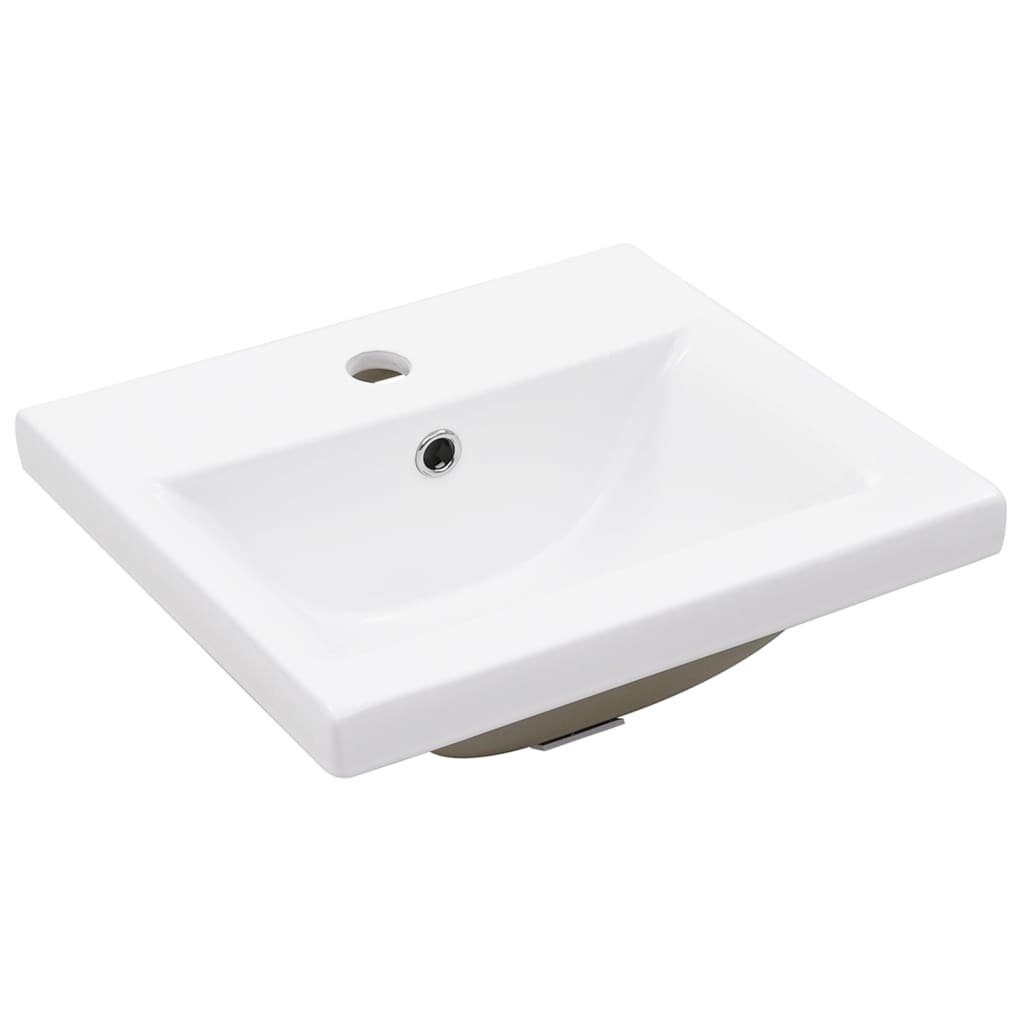 vidaXL mit (2-St) Einbaubecken Badezimmerspiegelschrank Holzwerkstoff Weiß Waschbeckenunterschrank