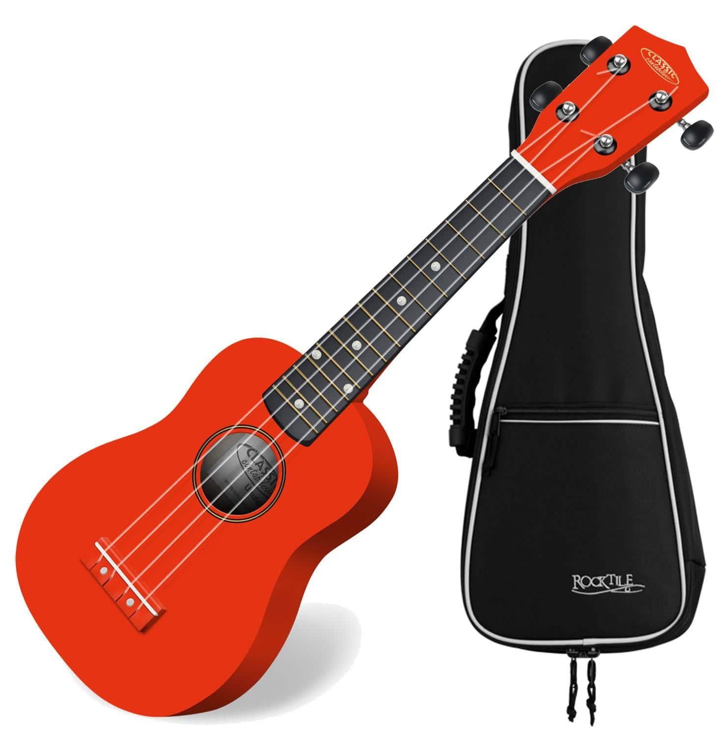 Classic Cantabile Ukulele Sopranukulele (Ukulele, Uke, 15 Bünde, leichtgängige Gitarrenmechanik), Spar-Set inklusive Gigbag