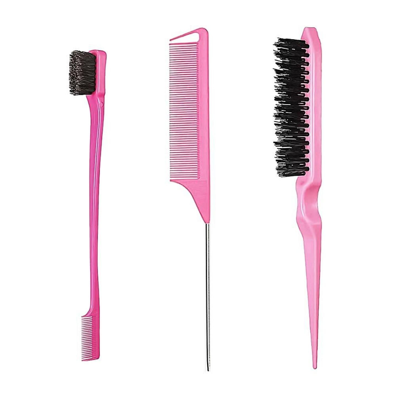 LuxusKollektion Haarbürsten-Set 3-teiliges Haarkamm-Set mit Rattenschwanz, Borsten und Friseur Kamm