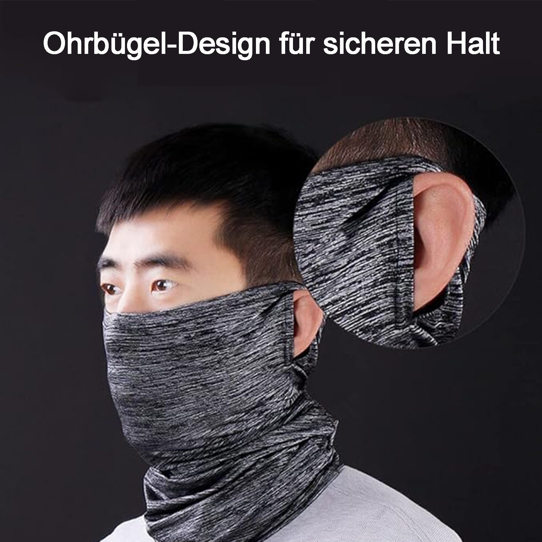 Mutig Sturmhaube 2 Stück Loops Motorrad Maske Multifunktionstuch Mundschutz Bandana (Gesichtsmaske Mund-Nasen-Schutz Motorrad Halstuch mit Ohrschlaufen, Damen Maske Sonnenschutz Outdoor elastisch atmungsaktiv waschbar) für Draußen Fahrrad Gesichtsmaske Radfahren Laufen Wandern Angeln