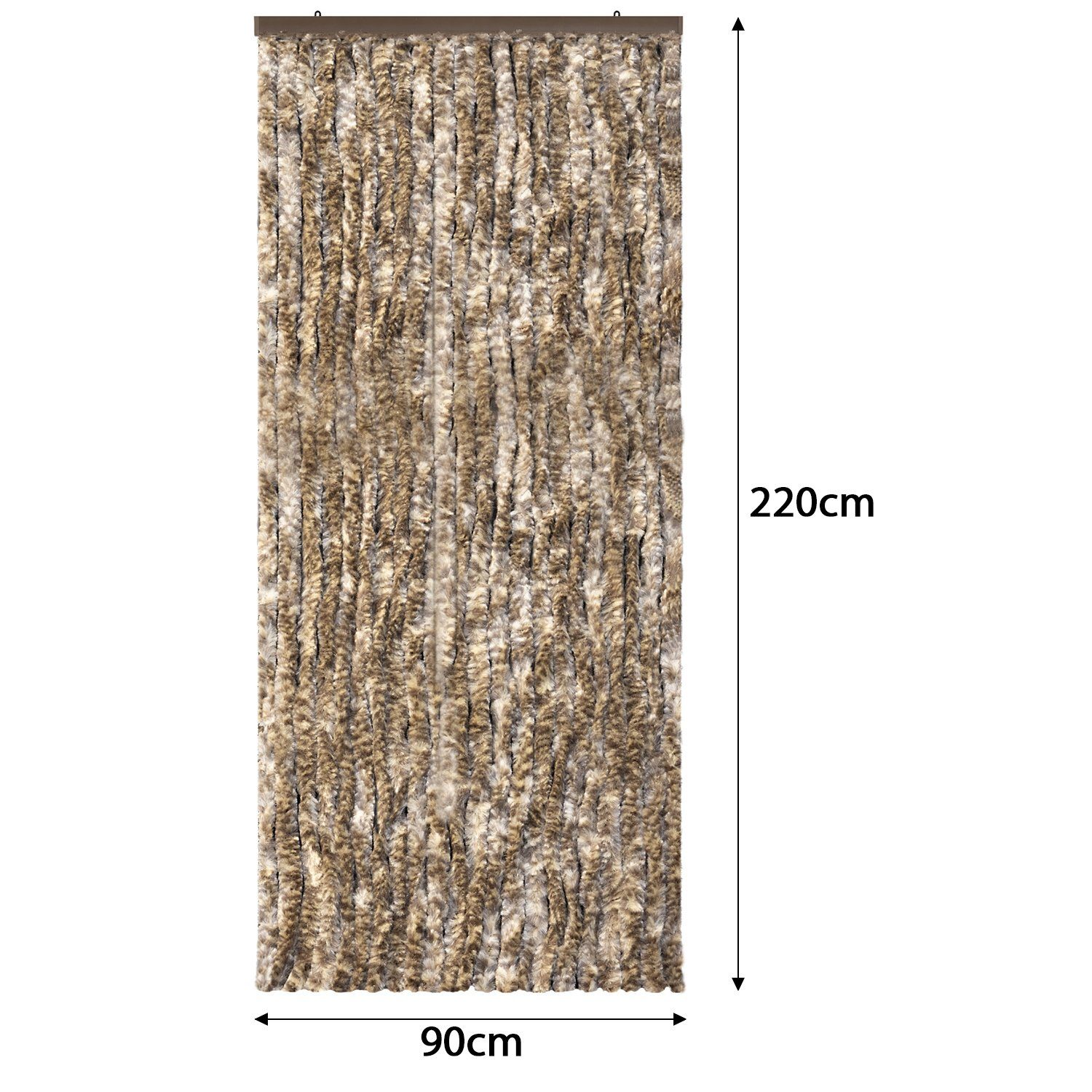 Türvorhang Flauschvorhang 90 St), Hakenaufhängung Chenille braun Türvorhang abdunkelnd, Camping cm beige Moritz, 220 (1 x Zubehör Vorhänge Wohnwagen Wohnmobil meliert