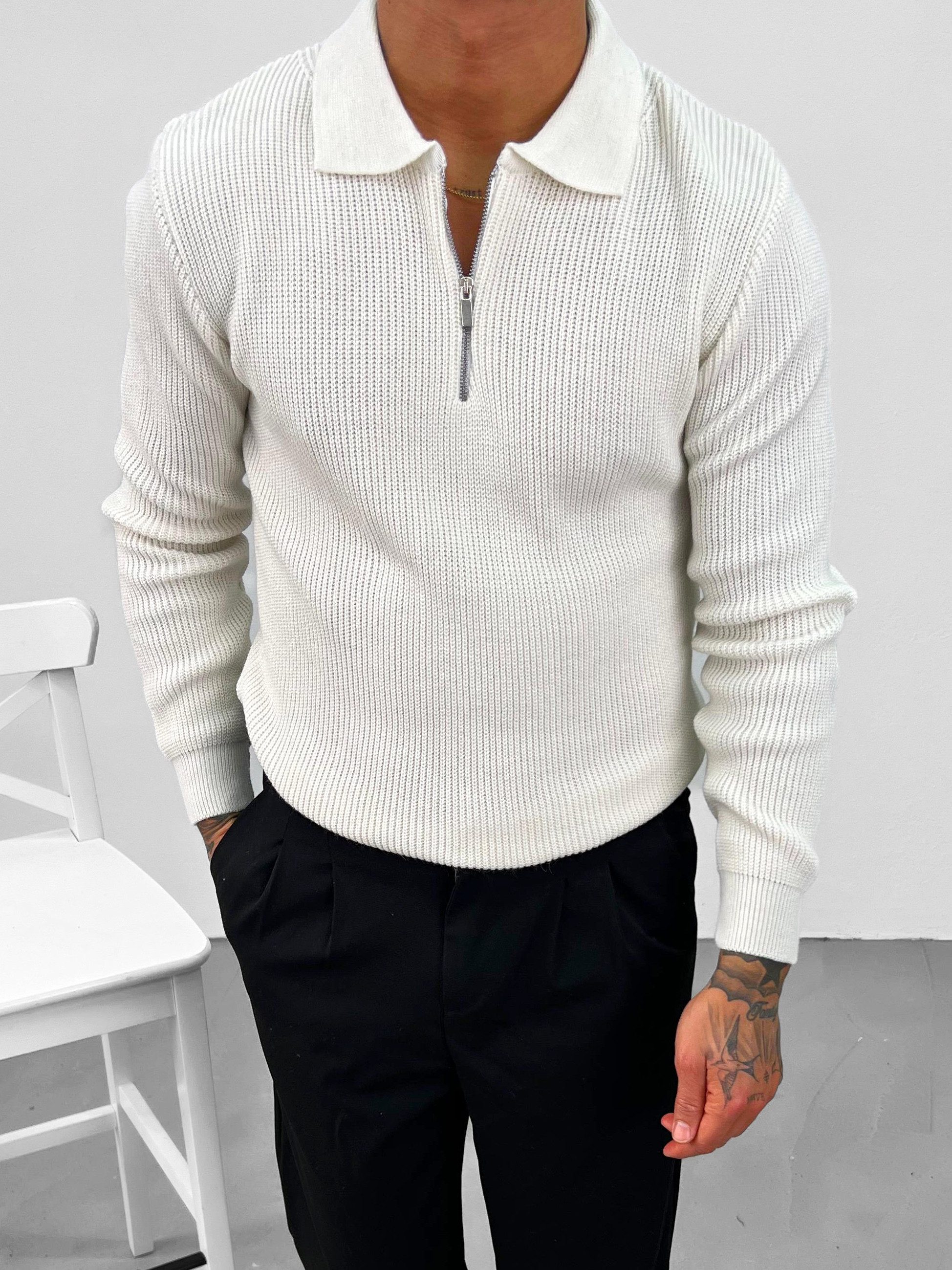 OSSY HOMER Strickpullover Zip Basic Regular Fit, Strickpullover