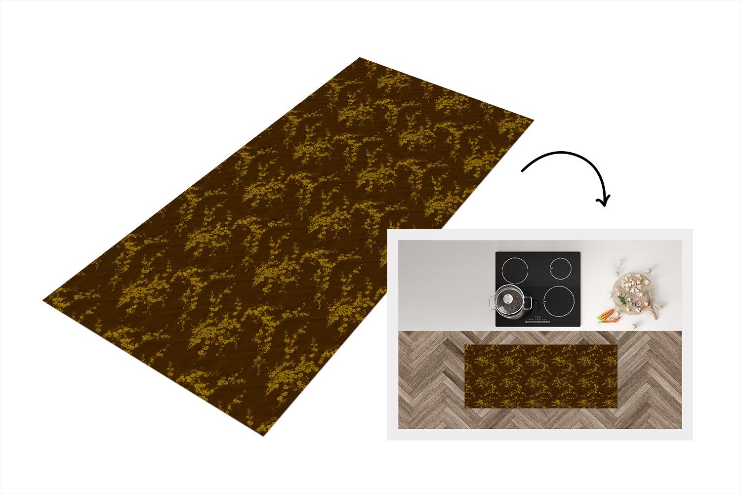 Braun - Blumen - Gold