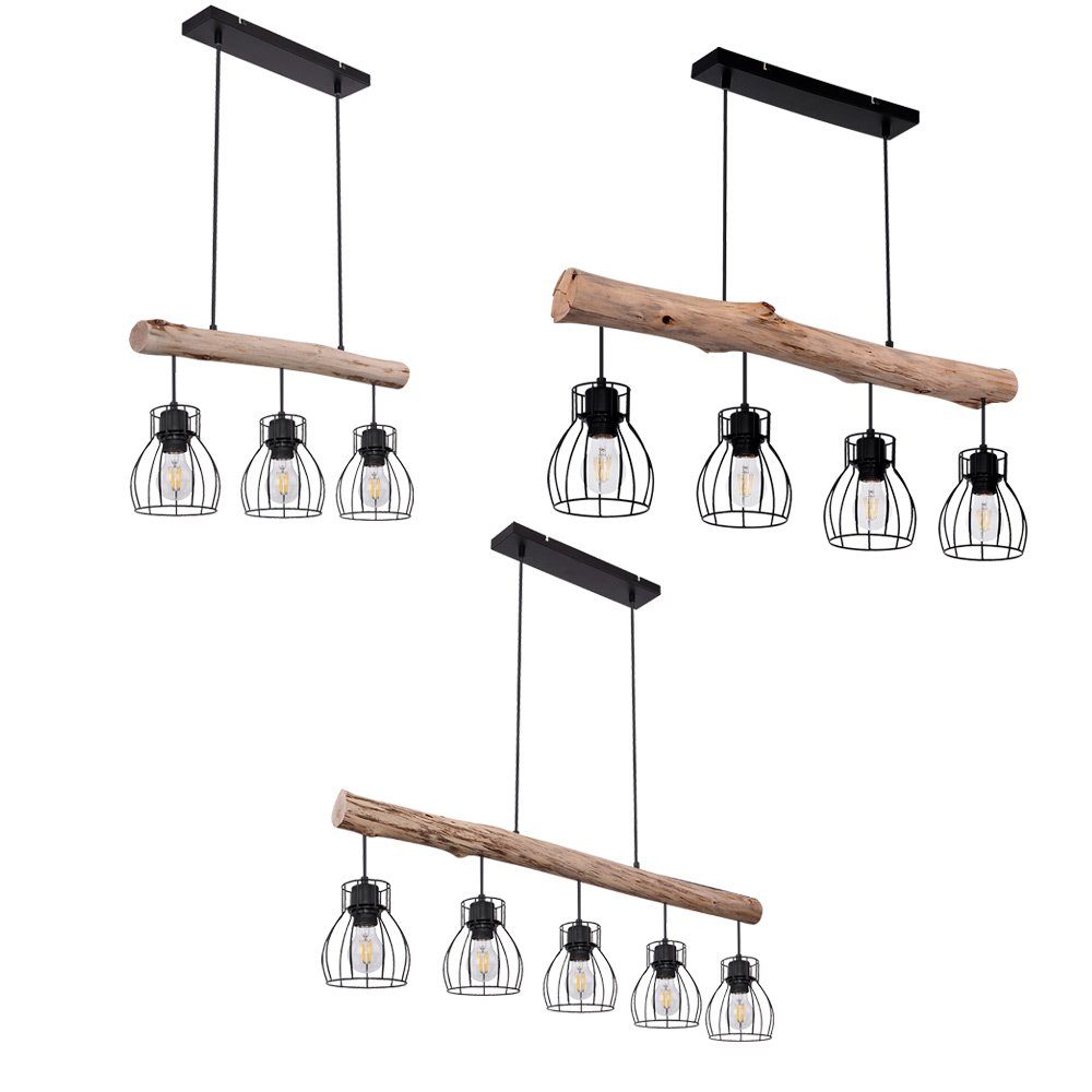etc-shop Hängeleuchte, Lampenschirmen mit mit inklusive, Leuchtmittel Holz Design Hängeleuchte nicht Pendelleuchte Gitter