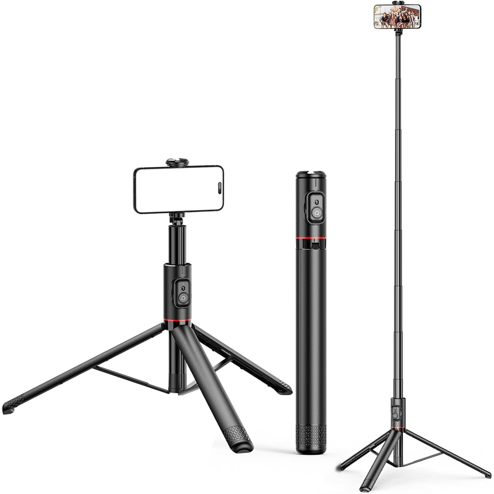 MOPUEA Selfie Stick Bluetooth Selfie Stick Stativkopf Bluetooth-Fernbedienung Selfiestick (360 Grad einstellbar Weitwinkel konvex stabil einfach Montage)