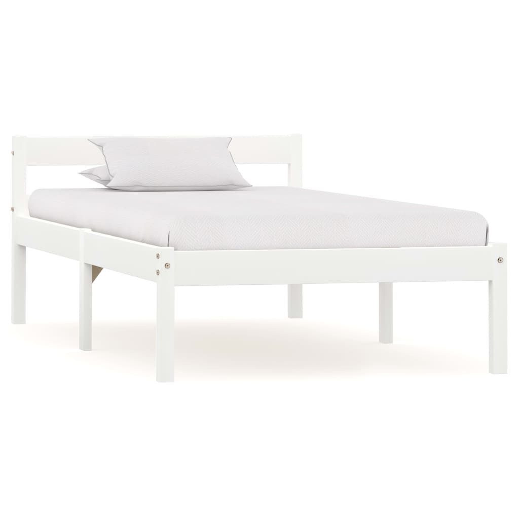 furnicato Bettgestell Massivholz-Bettrahmen Weiß 206 x 96 x 50 cm für 90 x 200 cm Matratze (1-tlg), Bettgestell mit stabilen Sperrholzlatten und einfacher Montage