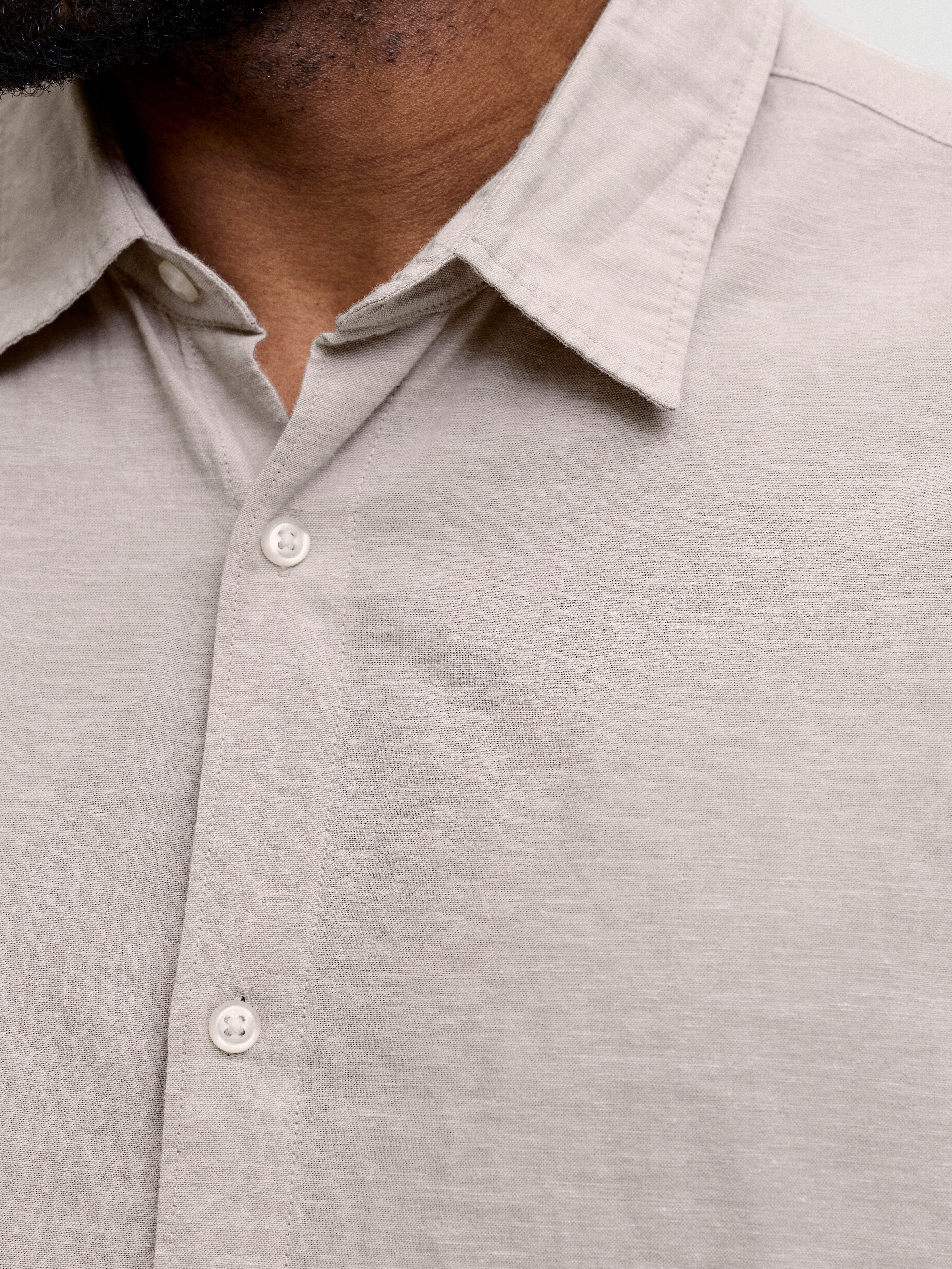Jack & Jones PlusSize Langarmhemd JJEBREEZE LINEN BLEND SHIRT L/S SN PLS mit auffälliger Knopfleiste