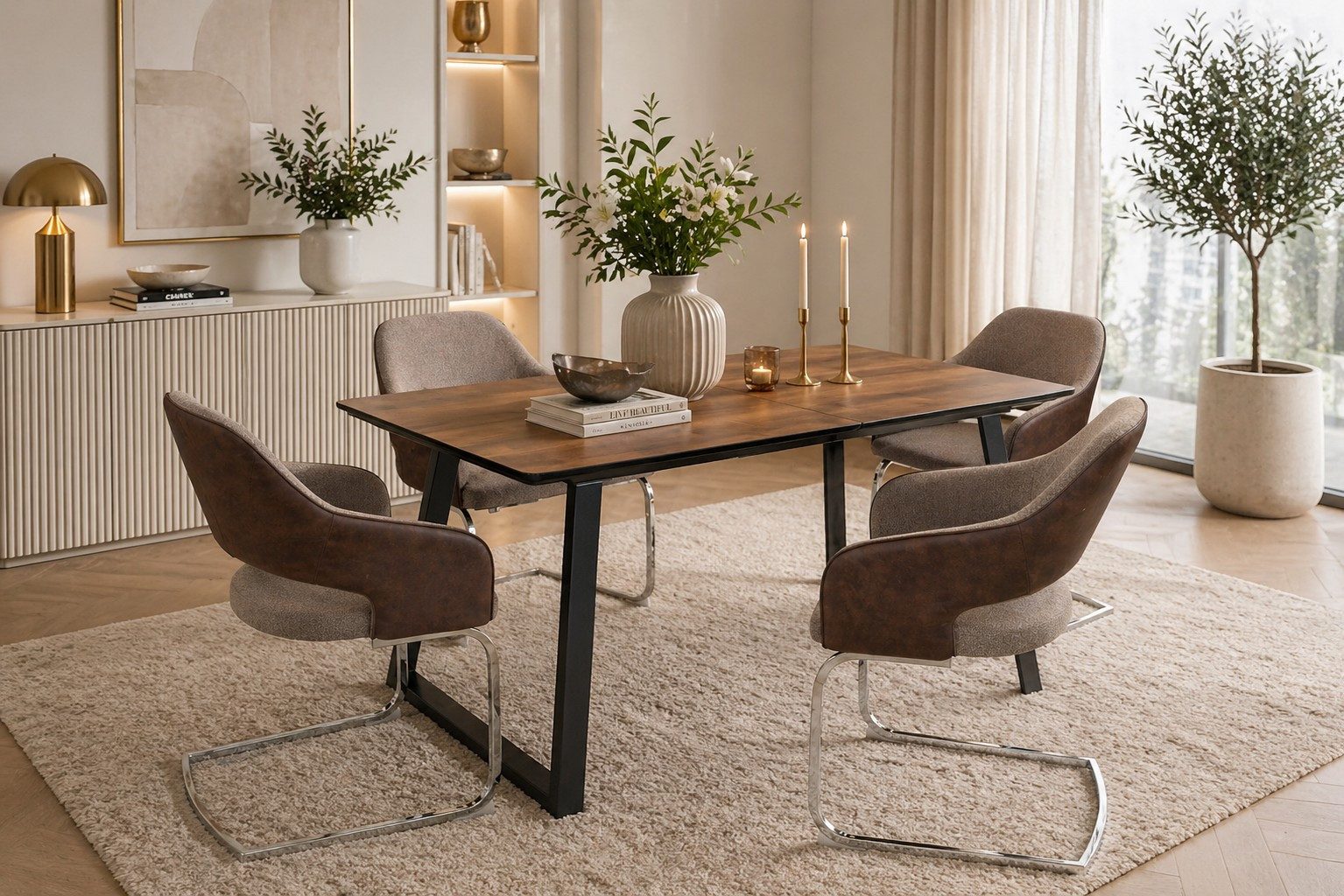 moebel-direkt-online Sitzgruppe 5teilige Tischgruppe bestehend aus Esstisch und vier Stühlen, (Spar-Set, 5teiliges Set)