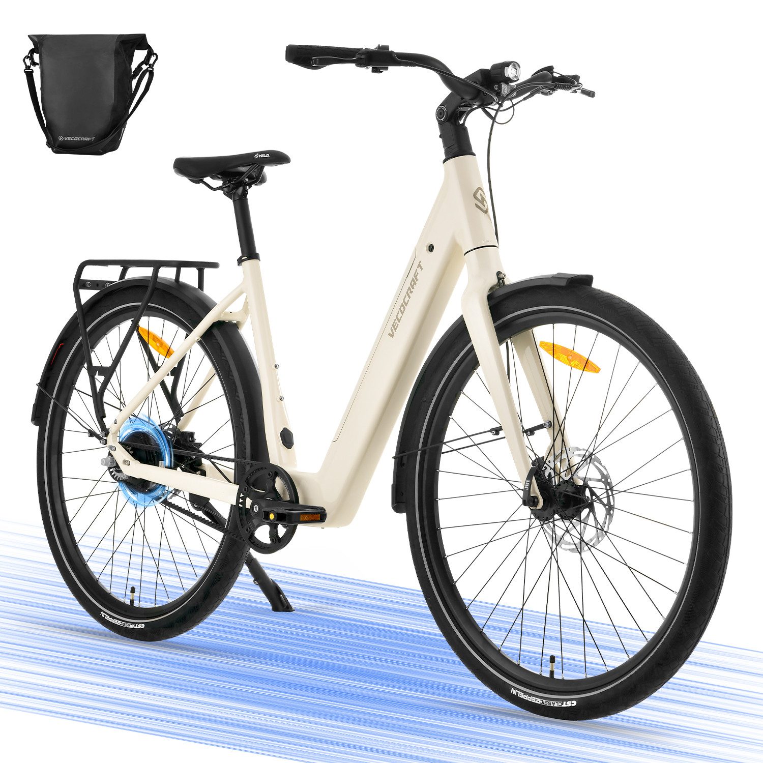 VECOCRAFT E-Bike Cityrad LUNA2.0 Elektrofahrrad 360WH Riemenantrieb Torque Sensor Zweigangmotor, Heckmotor, 360 Wh, (60-100 km), 50Nm,28‘’ 36V 10AH Pedelec,E-Cityrad für Damen und Herren