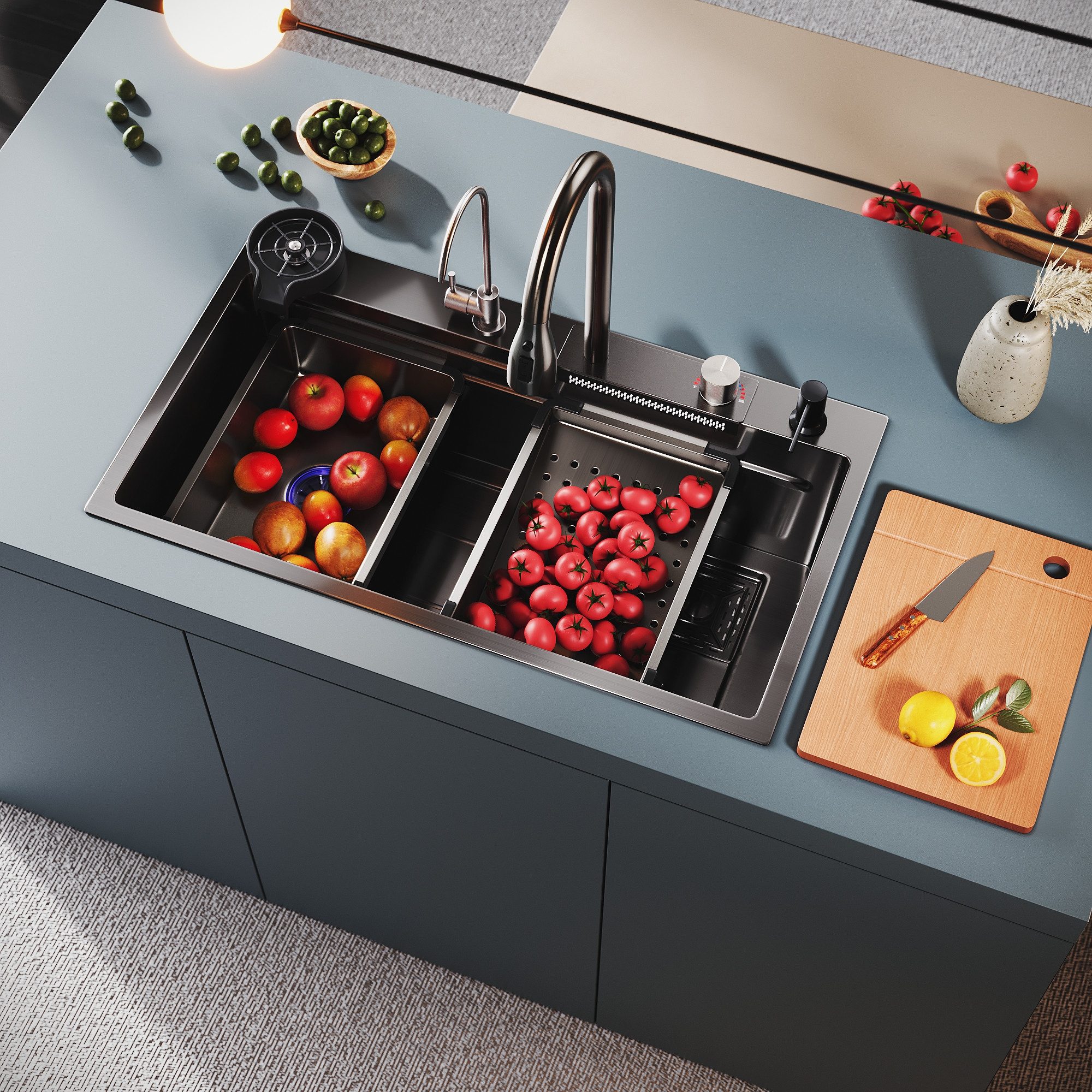 SONNI Küchenspüle Spülbecken/Multifunktionales Küchenspülbecken,80cm/75cmBreite wählbar., Ohne HD-LED, 80/45 cm, Küchenspüle aus Edelstahl Edelstahlspüle, Einbauspüle, Küchenspüle aus Edelstahl Edelstahlspüle, Einbauspüle Mit/Ohne HD-LED