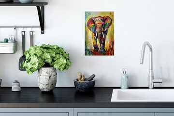 MuchoWow Wandsticker Elefant - Kunst - Malerei - Tiere - Regenbogen (1 St), Wandaufkleber, Wandtattoo, Selbstklebend, Wohnzimmer, Schlafzimmer