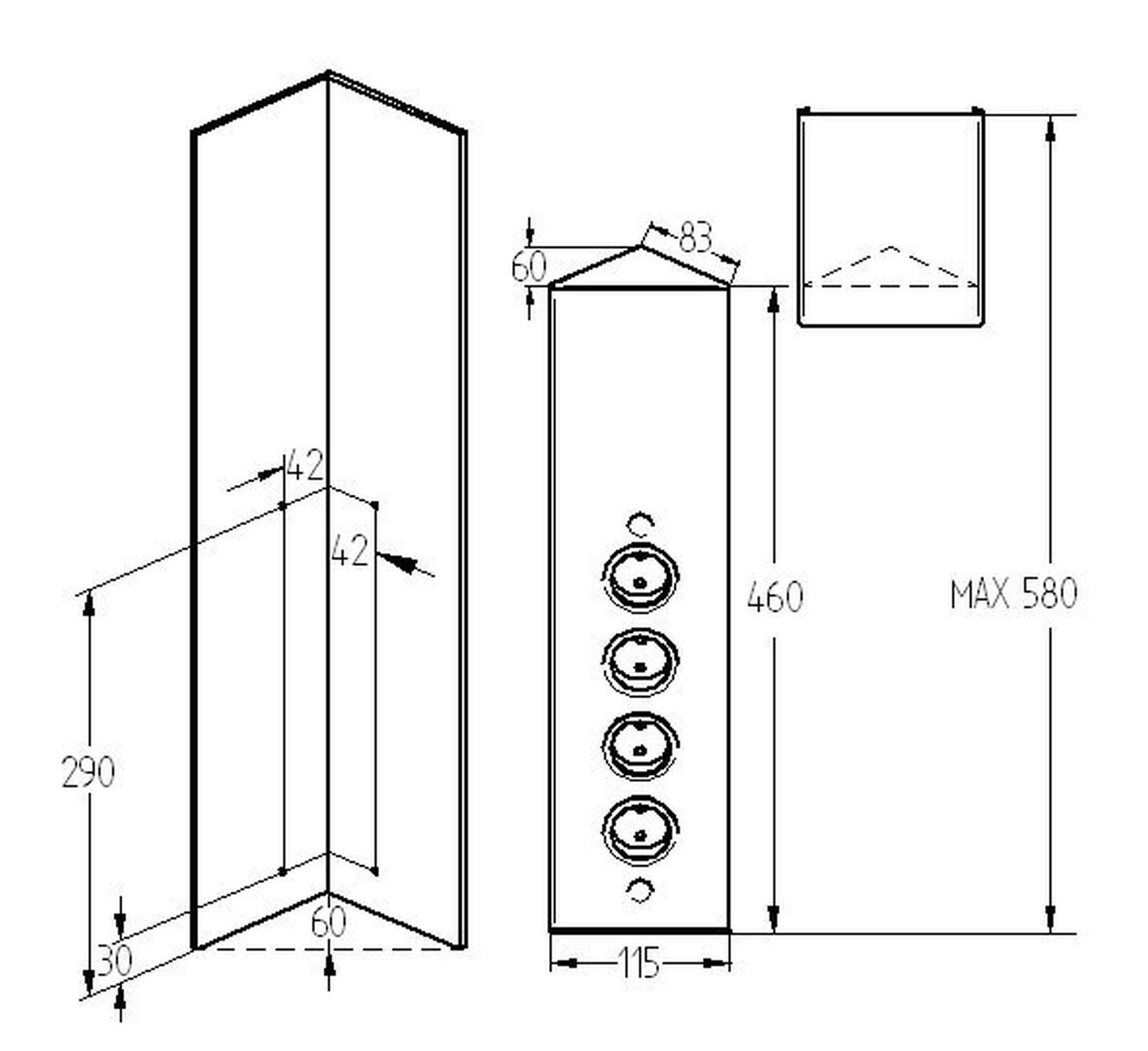 Thebo Küchensteckdose Riva 1 Schalter 3-fach Ecksteckdose Küche Büro 46-58cm Mehrfachsteckdose (Kabellänge 2.00 m)