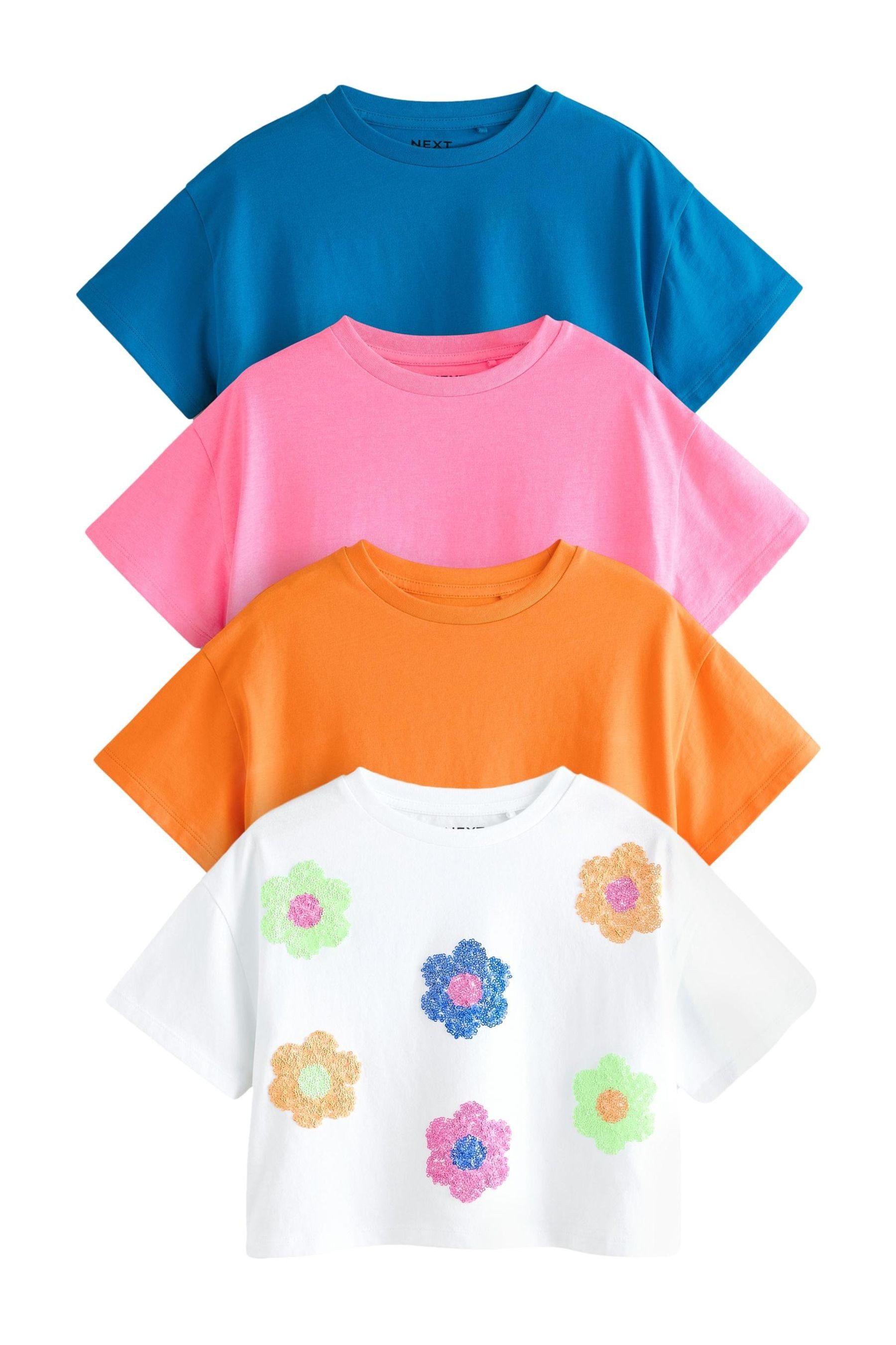 Next Paillettenshirt 4er-Pack kastige T-Shirts mit günstig online kaufen