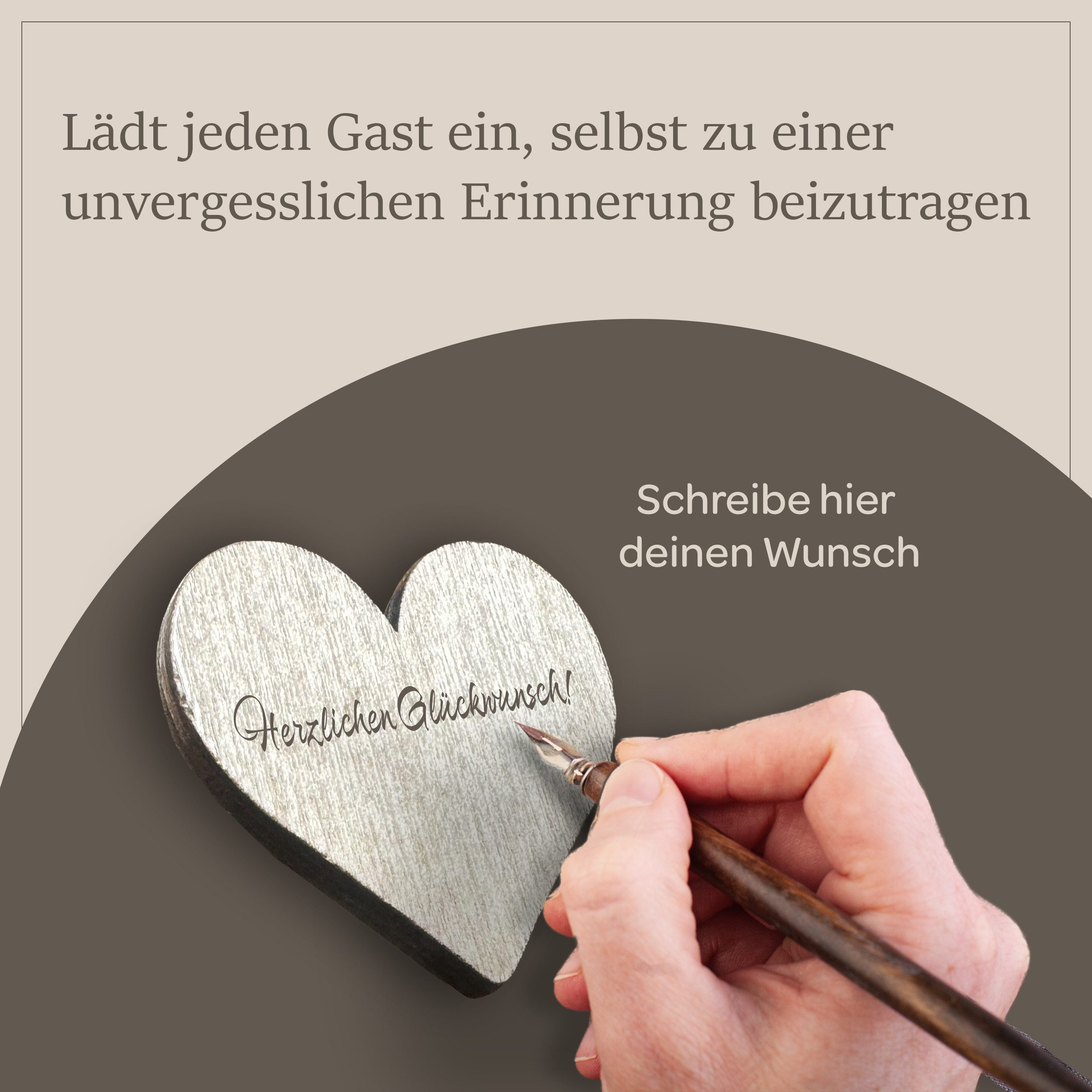 ReWu Bilderrahmen zum Basteln Bilderrahmen mit beschriftbaren Holzherzen Gästebuch, für 1 Bilder