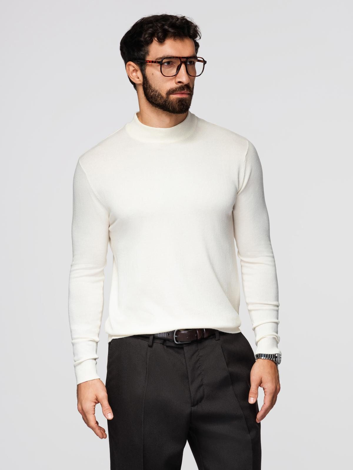 OMBRE Rollkragenpullover Gestrickter halber Rollkragenpullover für Männer mit Viskose