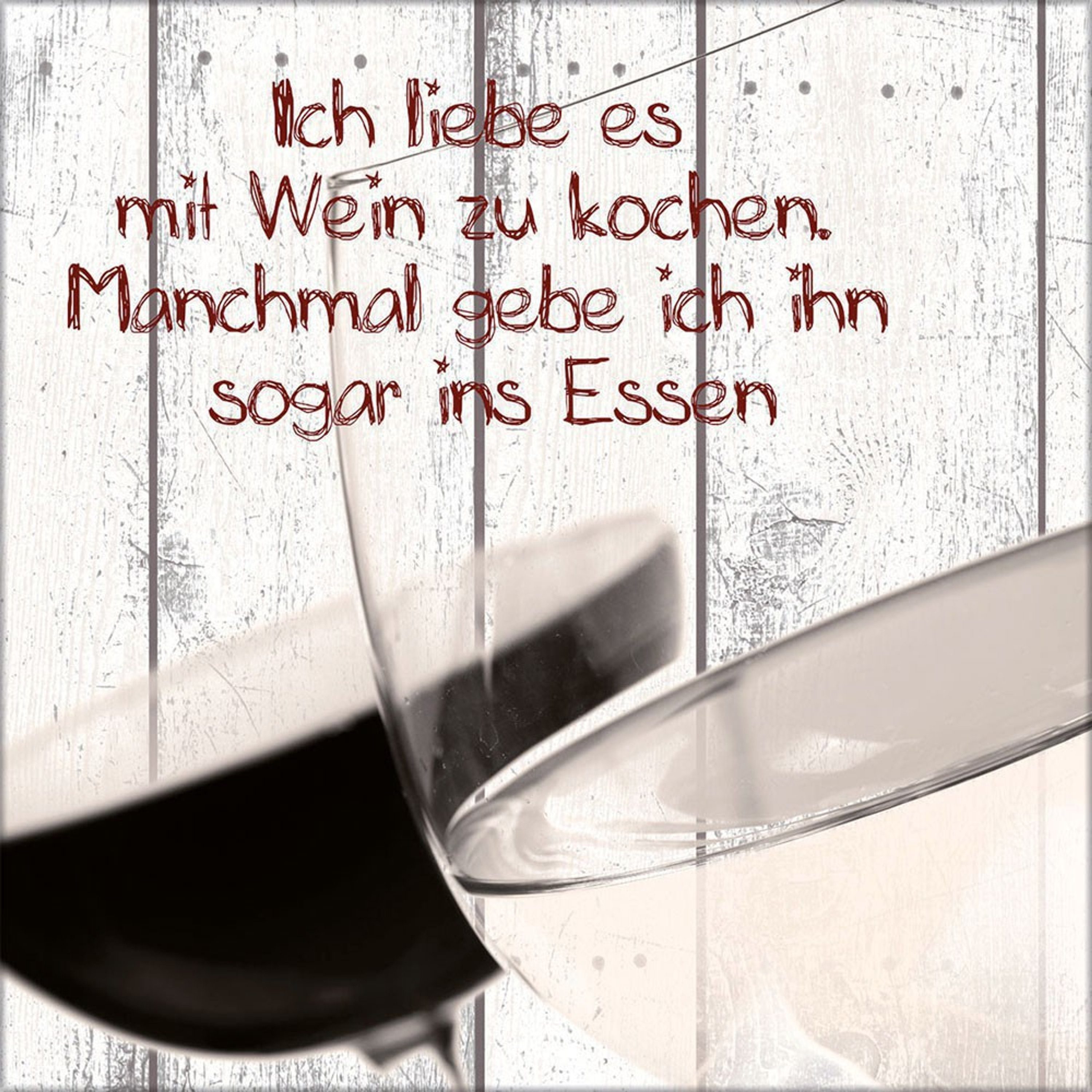 artissimo Glasbild Wein vintage, Spruch Zitat Bild 30x30cm Wein Glasbild Sprüche: Küche