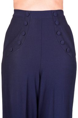 Banned Schlaghose Retro Full Moon Navy Blau Vintage Trousers 40er Jahre Stil