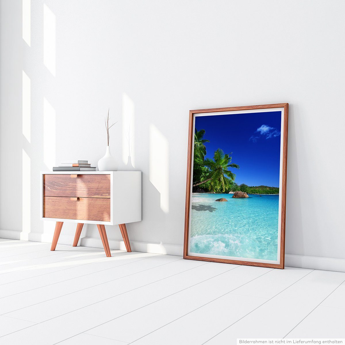 Sinus Art Poster 90x60cm Poster Strand auf der Praslin Insel Seychellen