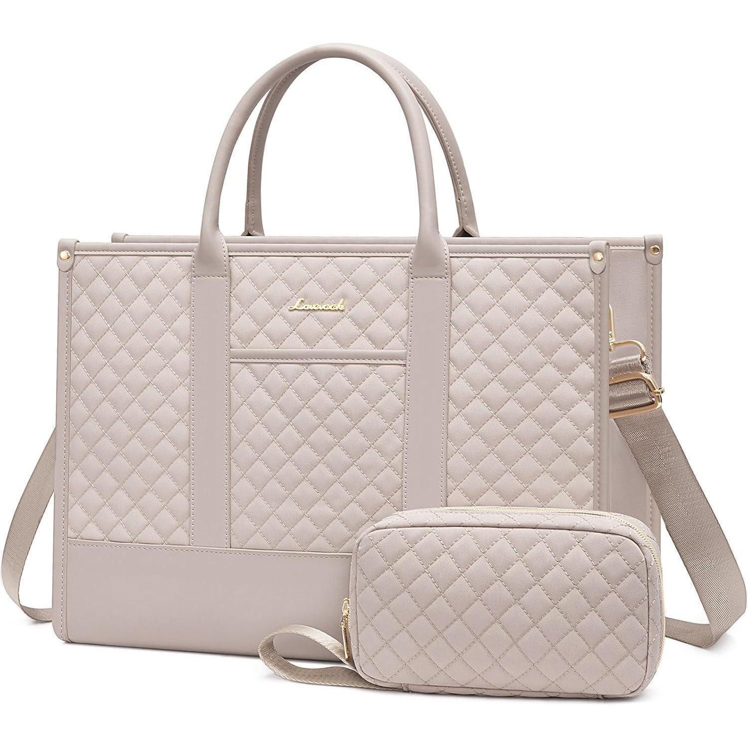 LuxusKollektion Laptoptasche Laptoptasche Damen Wasserdicht Leder Business 15,6 Zoll Graurosa