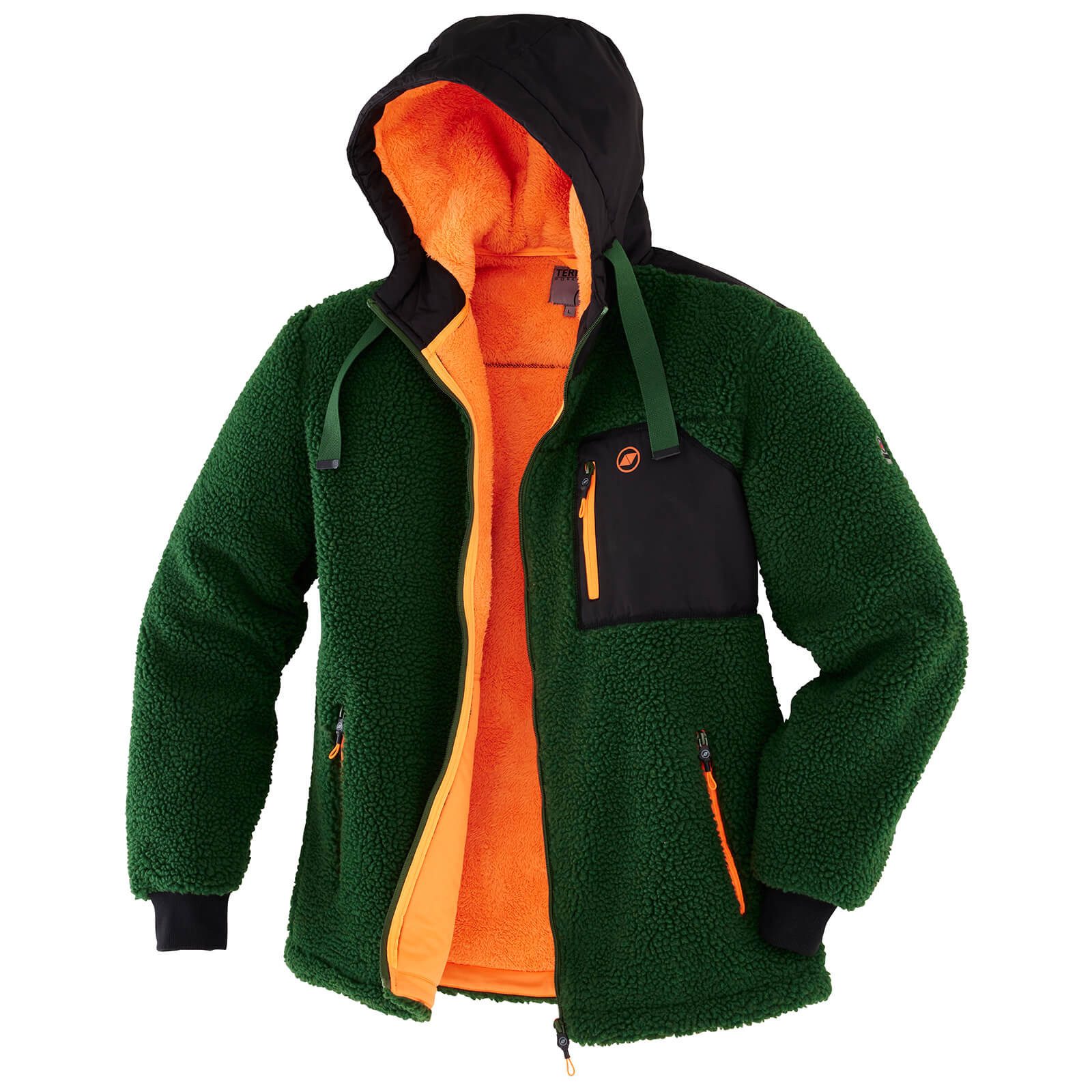 Terrax Workwear Arbeitsjacke Herren Faserpelzjacke aus Coralfleece-Stoff - Warme Kapuzenjacke