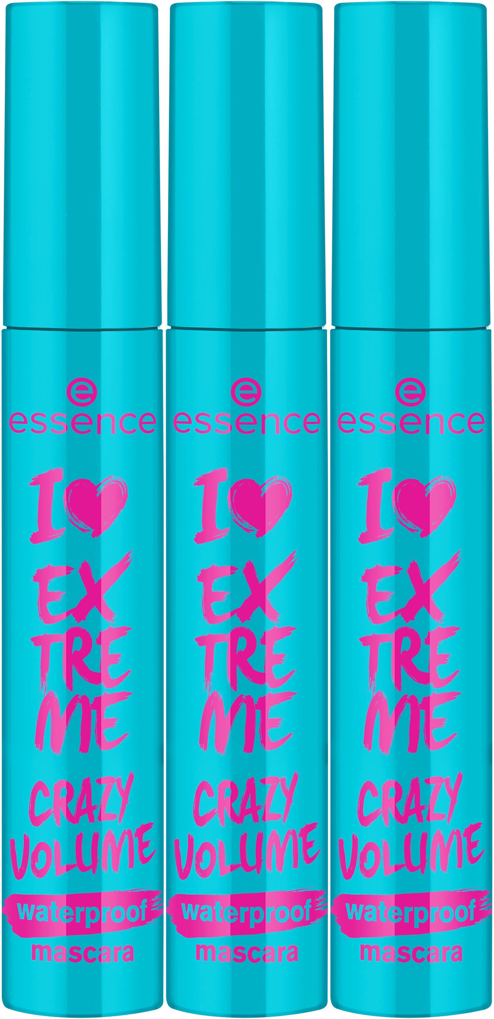 Essence Mascara I LOVE EXTREME waterproof 3-tlg. mascara, VOLUME CRAZY