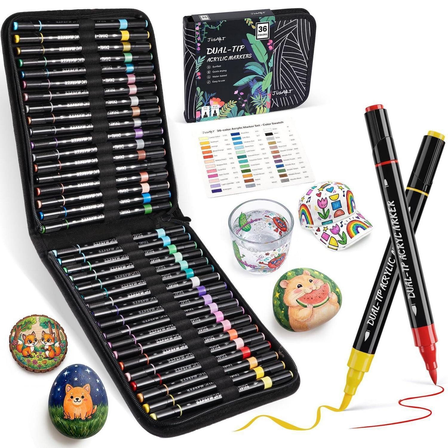 LuxusKollektion Lackmarker Acrylstifte 36 Farben mit Tasche