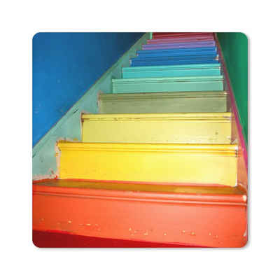 MuchoWow Gaming Mauspad Treppe in den Farben des Regenbogens (1-St), Gaming, Rutschfester Unterseite, Mausunterlage, 80x80 cm, XXL, Großes