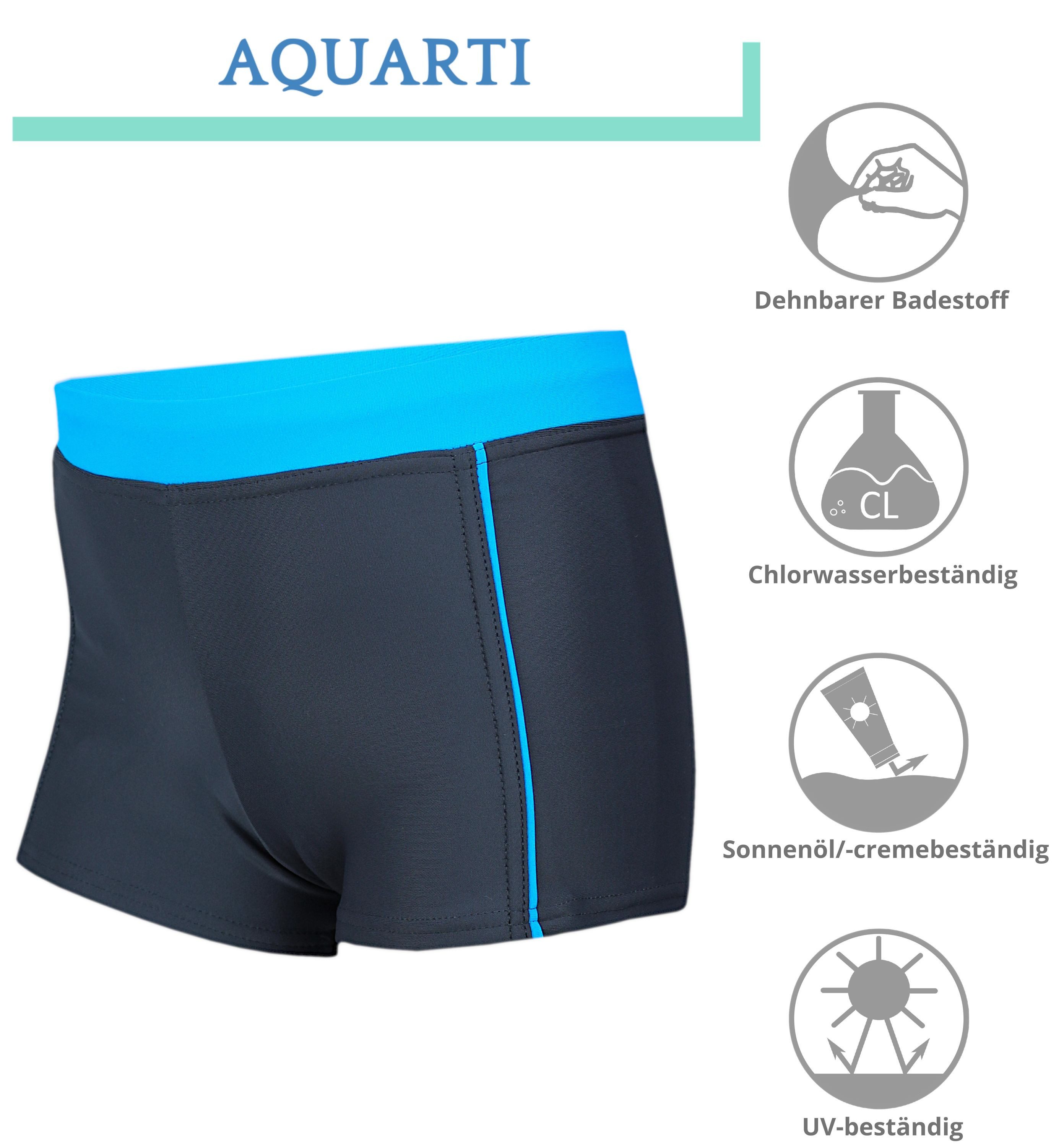 Aquarti Badeshorts Aquarti Jungen Badehose Schwimmhose Seitliche Paspel Kinder Badeshorts – Bild 2 von 5