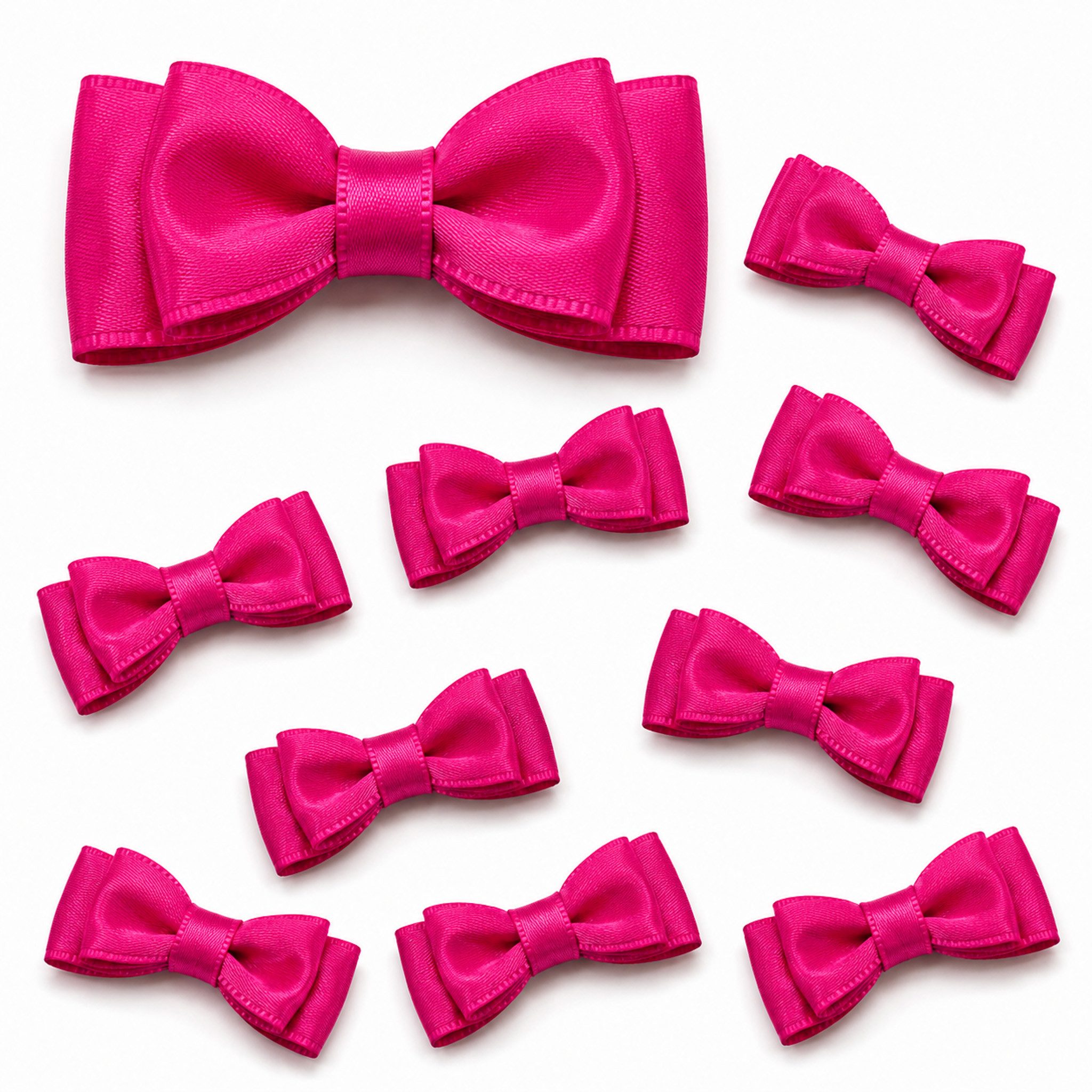 Creativery Streudeko, Satinschleifen 35x13mm zum Basteln & Aufnähen 10 Stück Fuchsia / Pink