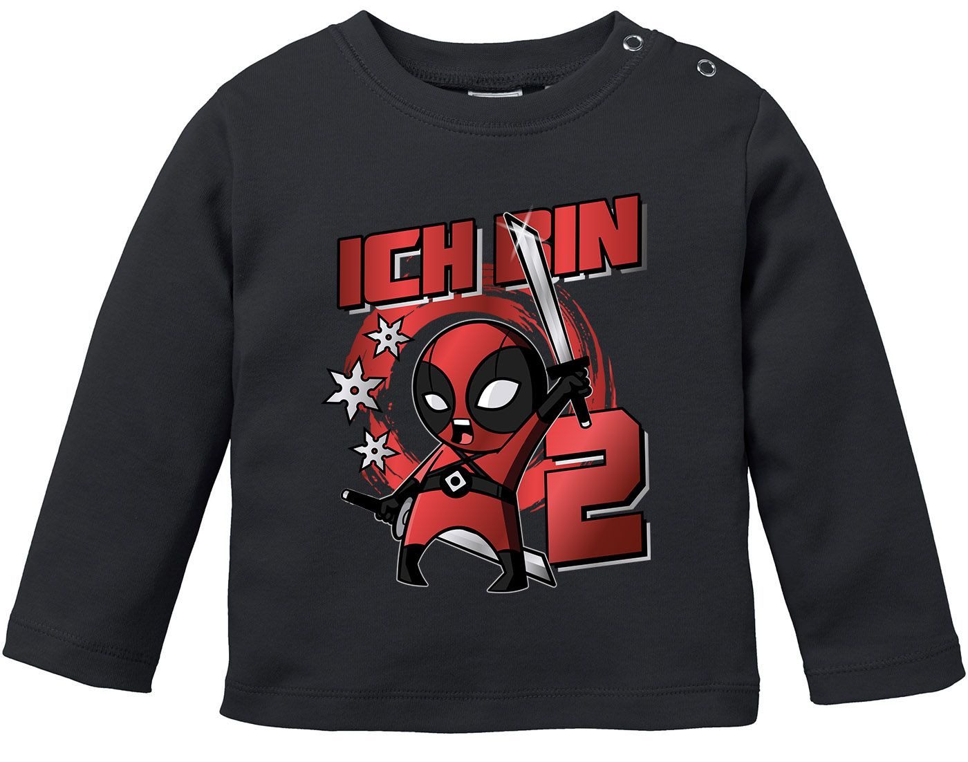 Rundhalsshirt Baby Langarmshirt erster Geburtstag Spruch Ich bin 1, ich bin 2